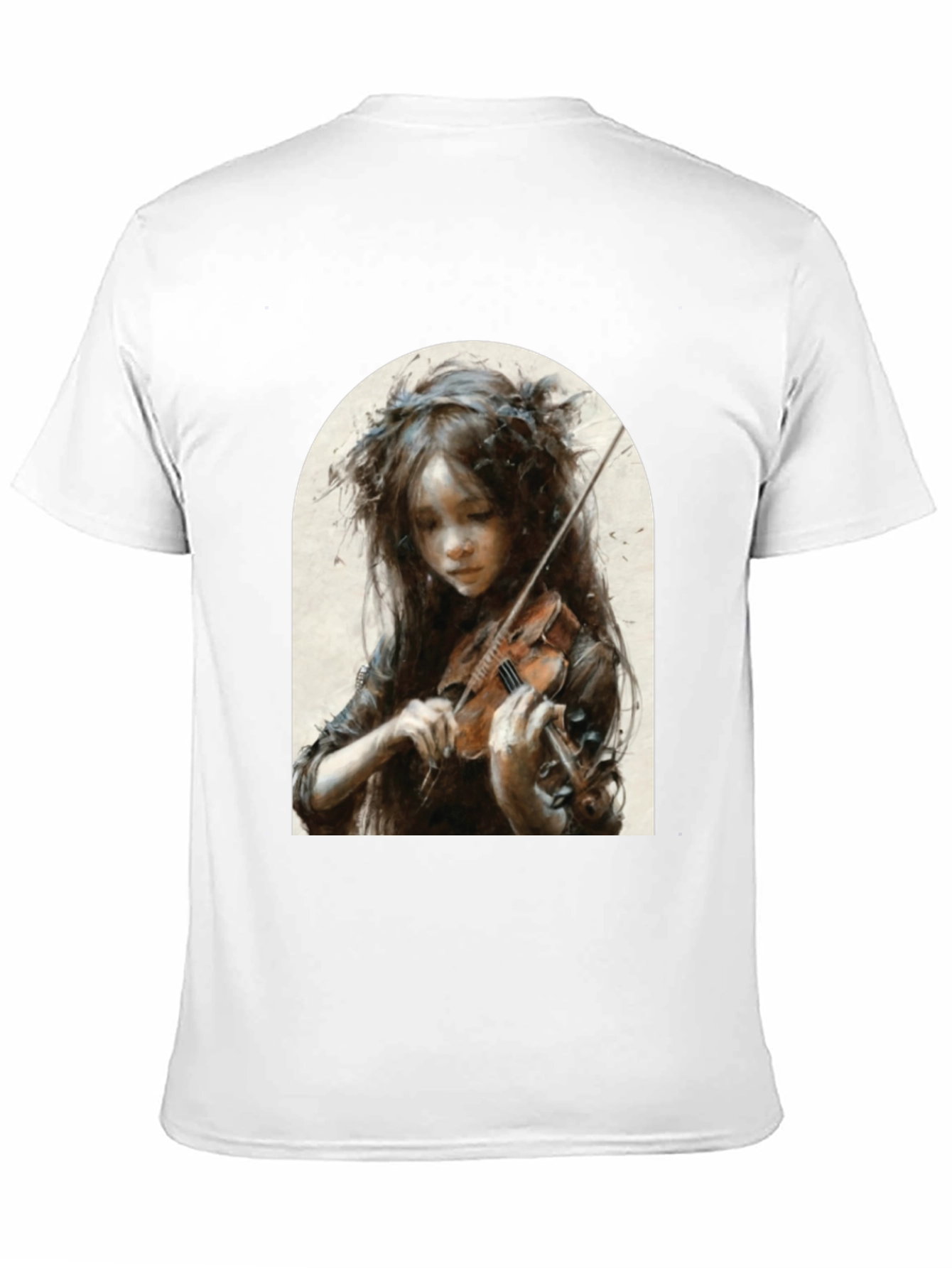 Girl Playing Violin Graphic T-Shirt - Black