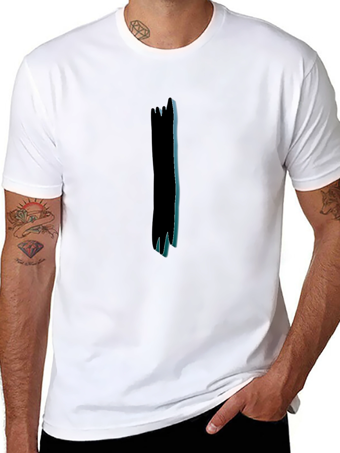 Abstract Graphic Print Black Cotton Mens T-Shirt