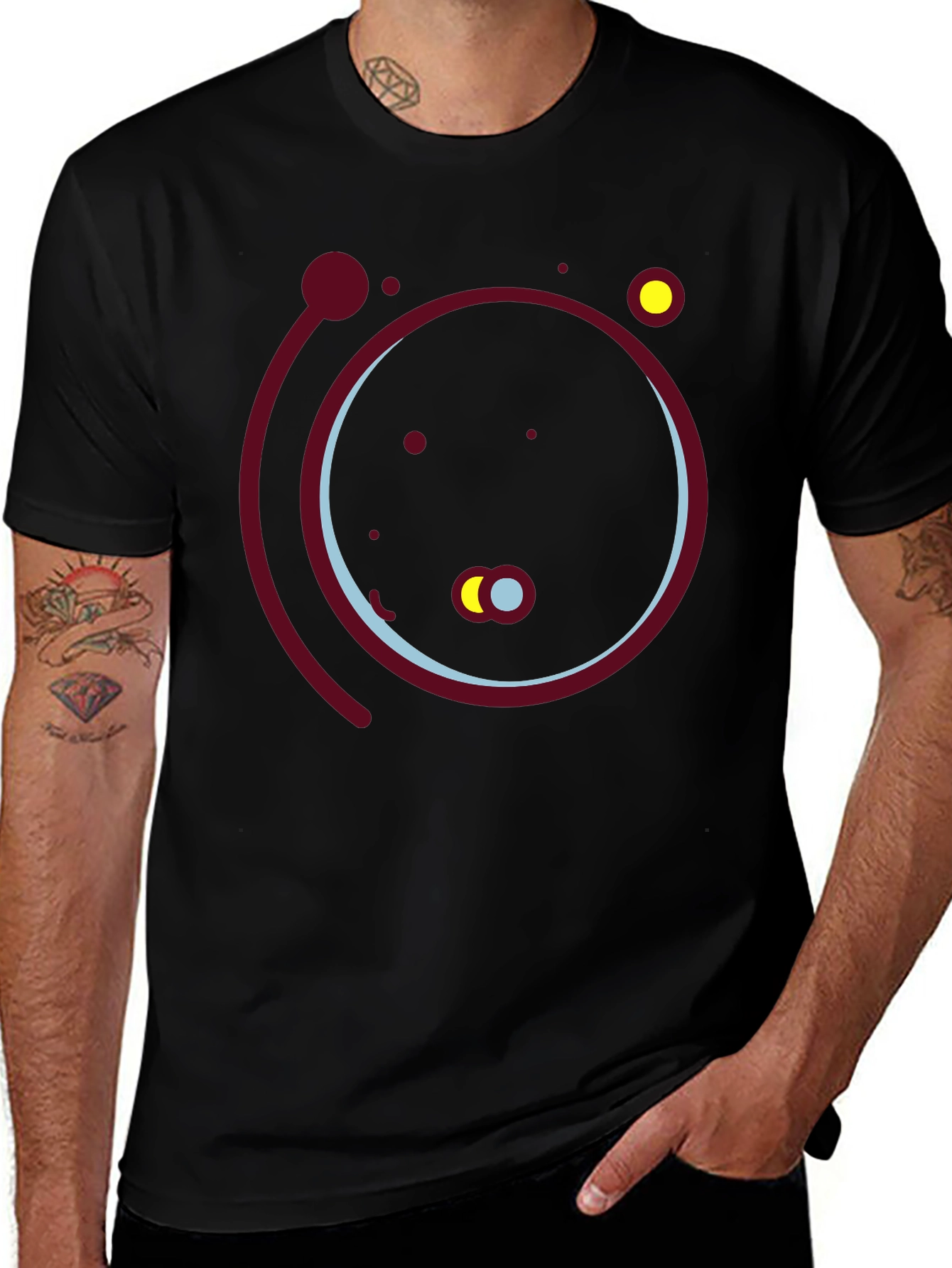 Abstract Solar System Graphic Tee - Black