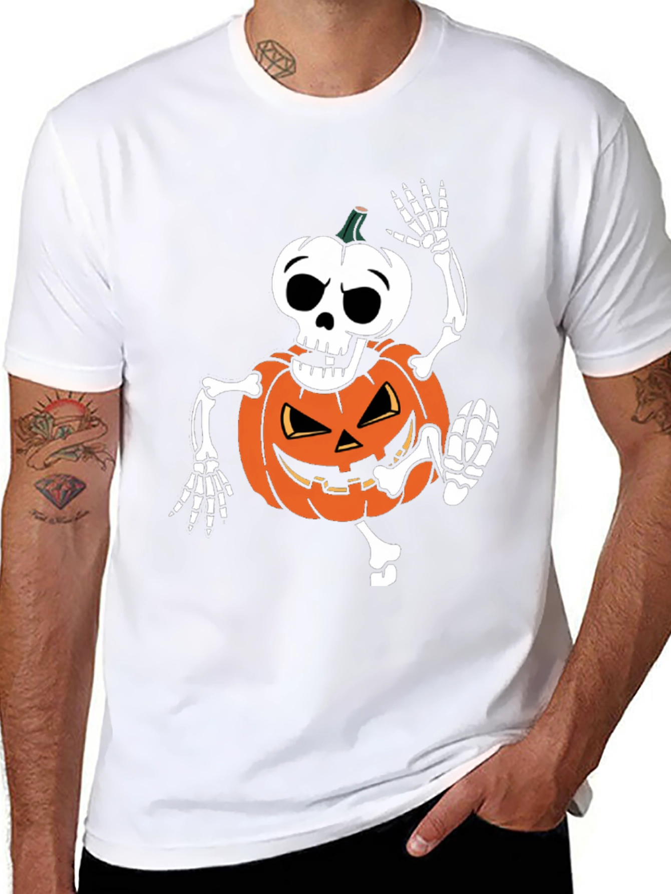 Halloween Skeleton Pumpkin T-Shirt - Spooky Season Apparel