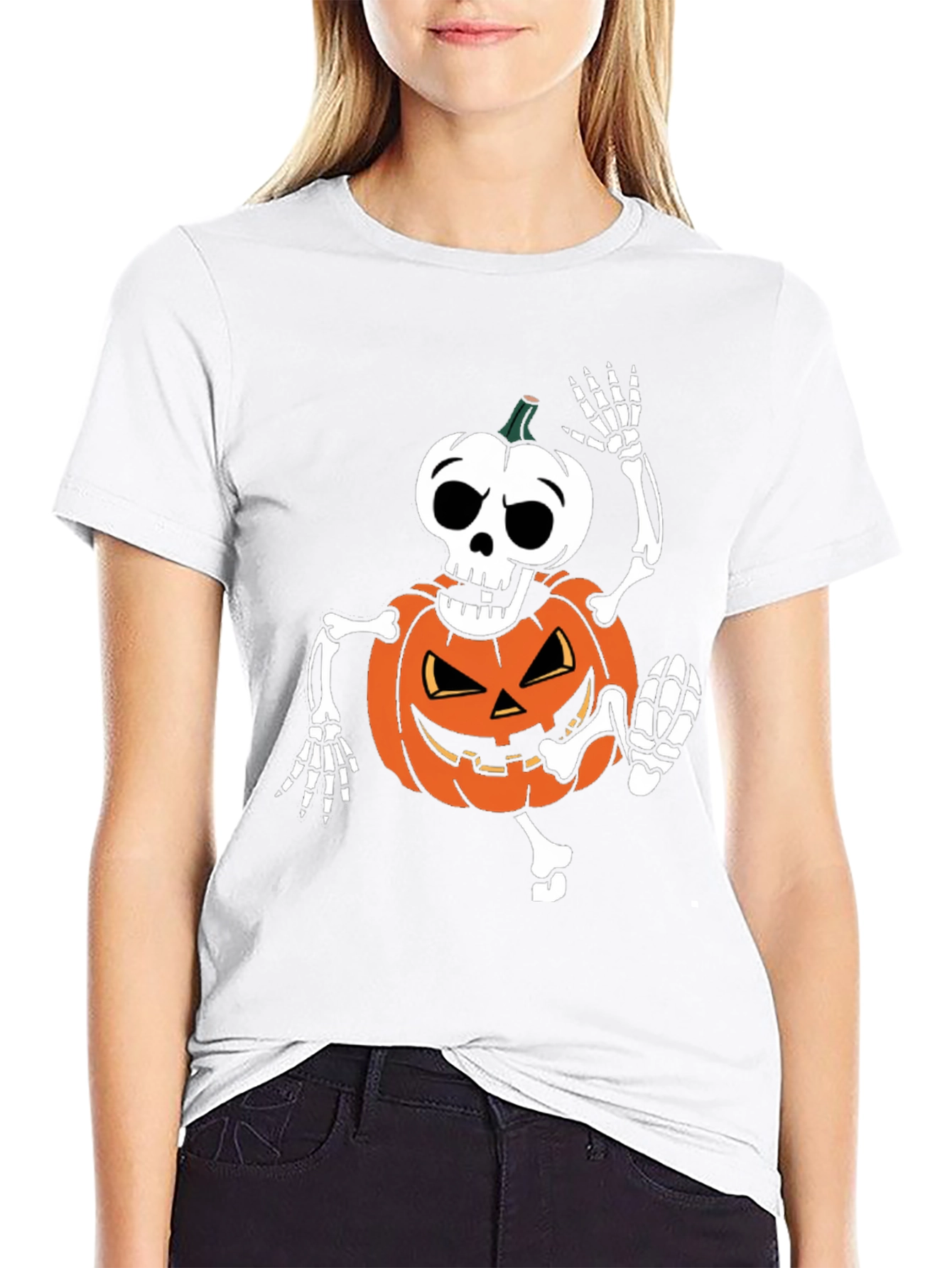 Halloween Skeleton Pumpkin T-Shirt - Spooky Season Apparel