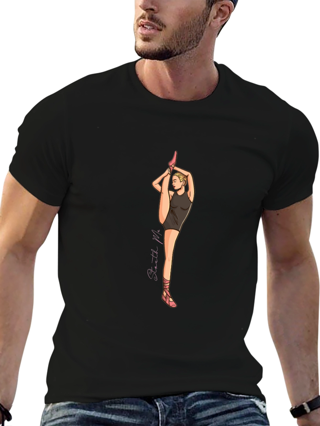 Ballerina Graphic Tee - Black Cotton Blend
