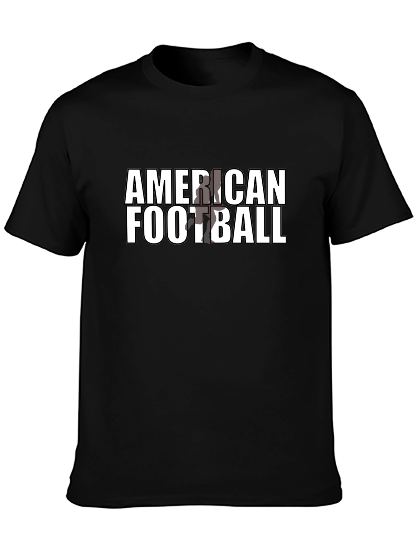 American Football Graphic Tee - Black Cotton Casual T-Shirt