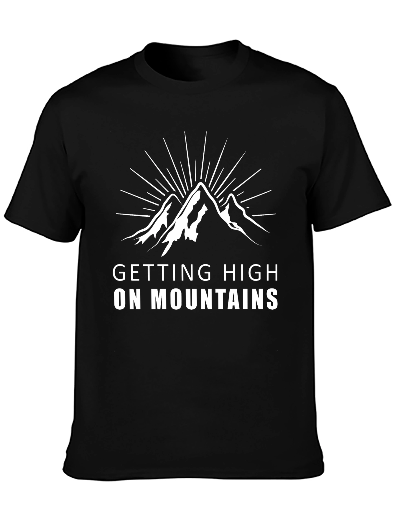 Getting High on Mountains Black Graphic T-Shirt