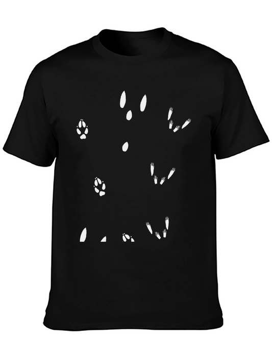 Animal Track Pattern Black T-Shirt