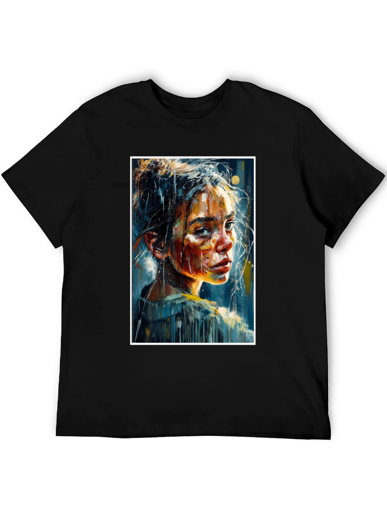 Artistic Portrait Tee - Expressive Brushstroke Design