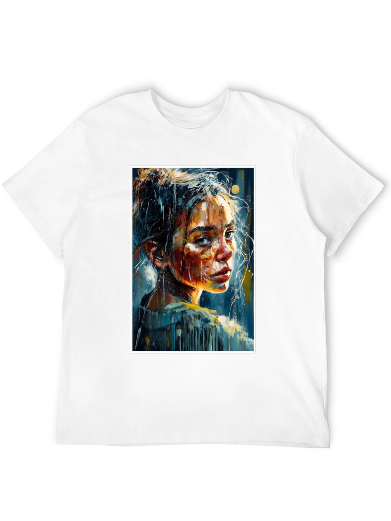 Artistic Portrait Tee - Expressive Brushstroke Design