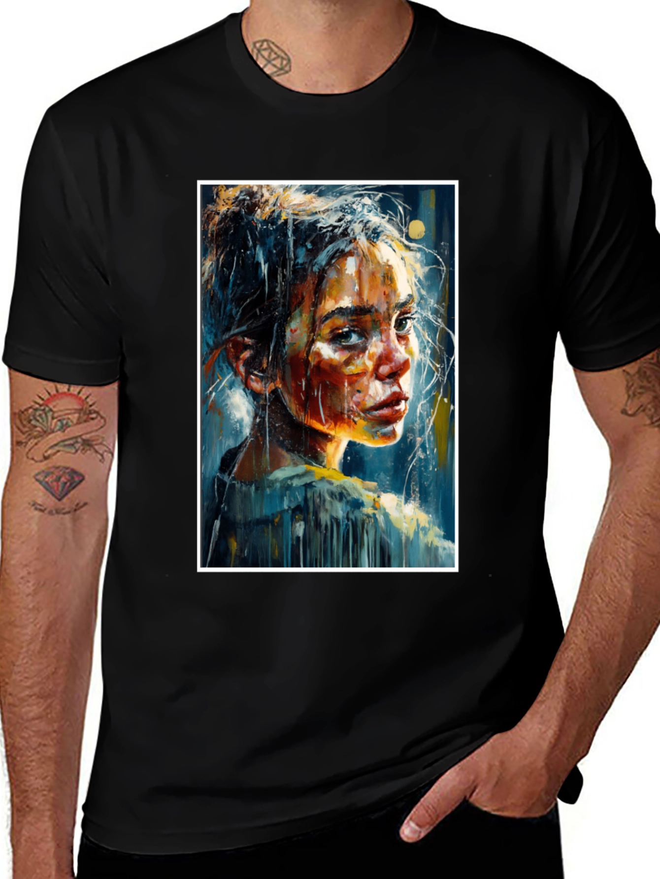 Artistic Portrait Tee - Expressive Brushstroke Design