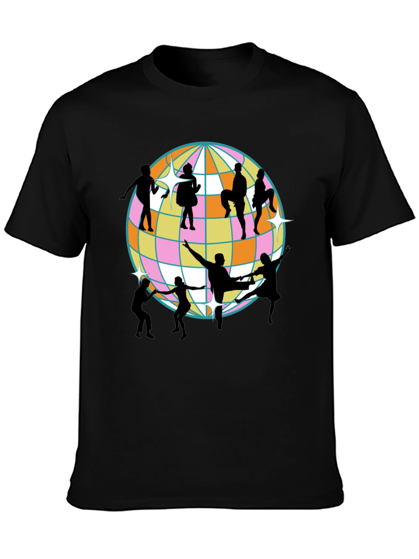 Retro Disco Dancer Graphic Tee - Black