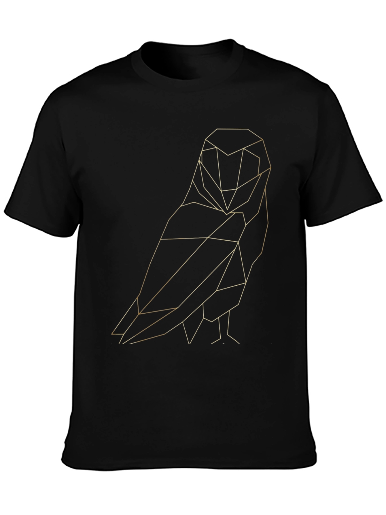 Geometric Owl Graphic Tee - Stylish Mens Black T-Shirt
