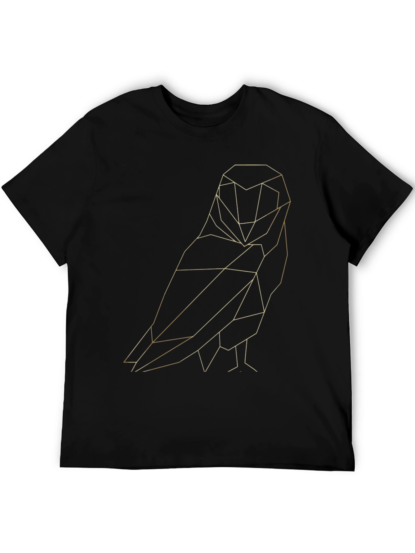 Geometric Owl Graphic Tee - Stylish Mens Black T-Shirt