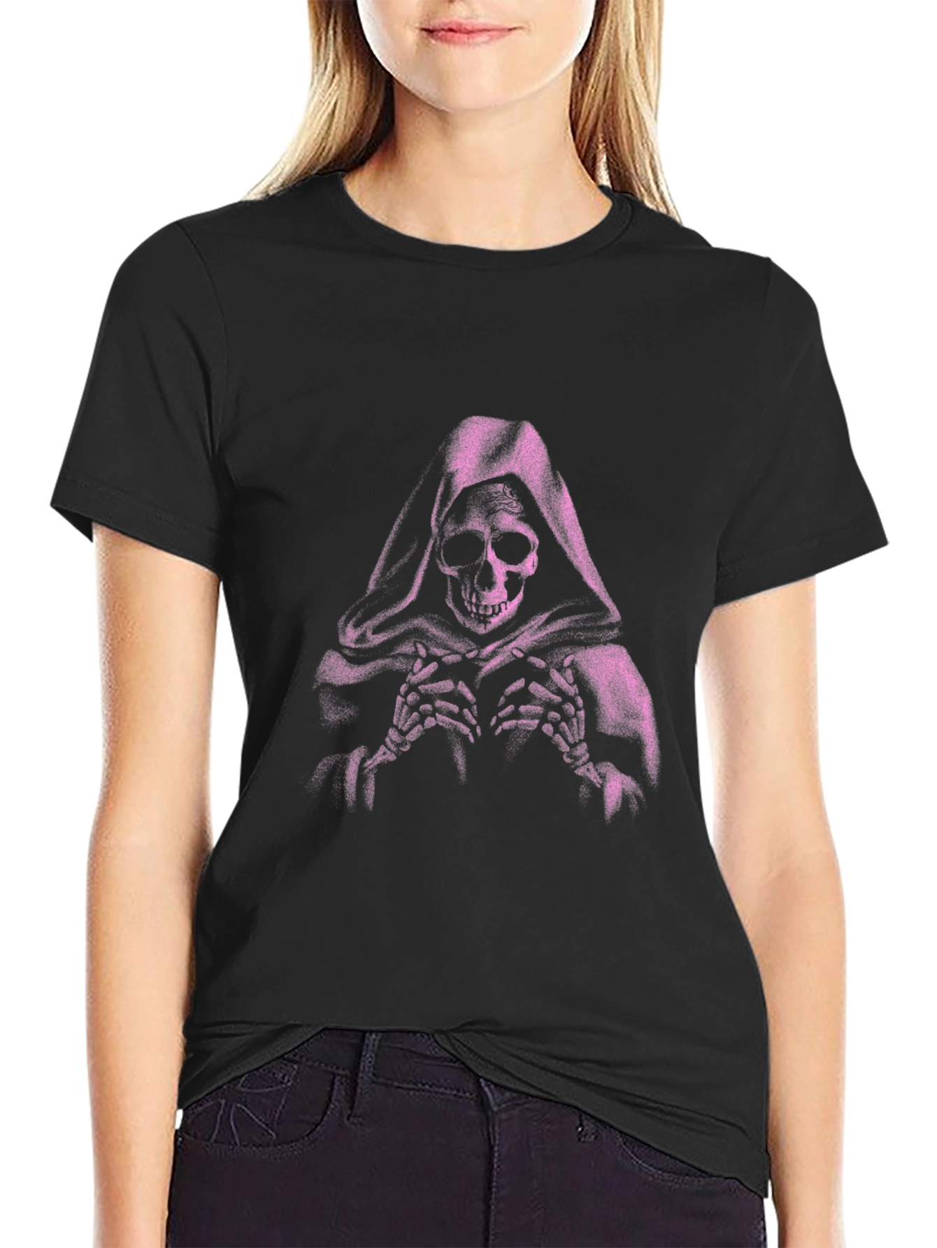 Grim Reaper Graphic T-Shirt - Black Cotton Blend