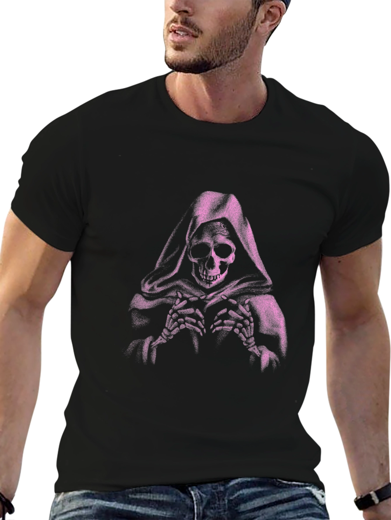 Grim Reaper Graphic T-Shirt - Black Cotton Blend