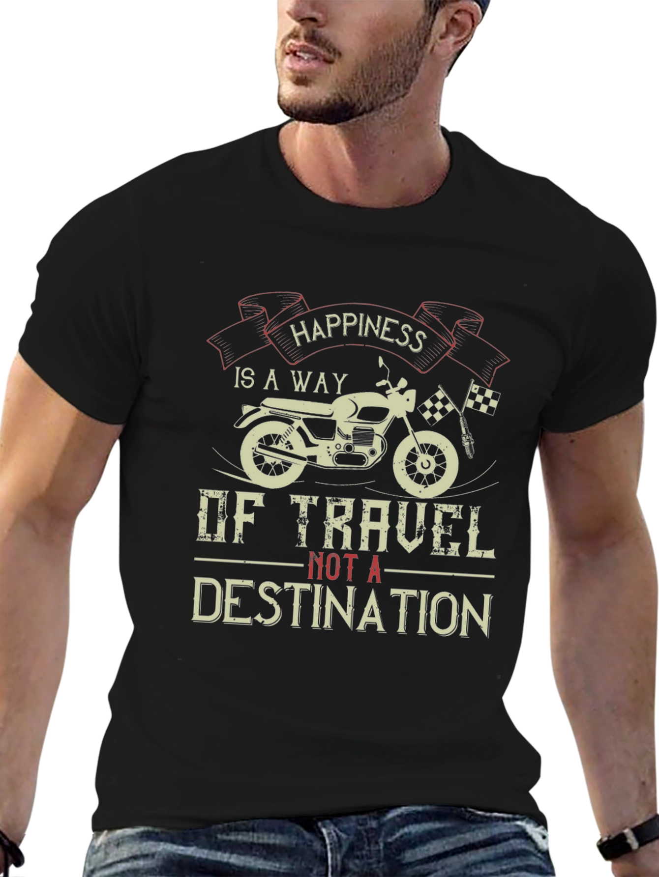 Happiness Is A Way Of Travel Black Graphic Tee