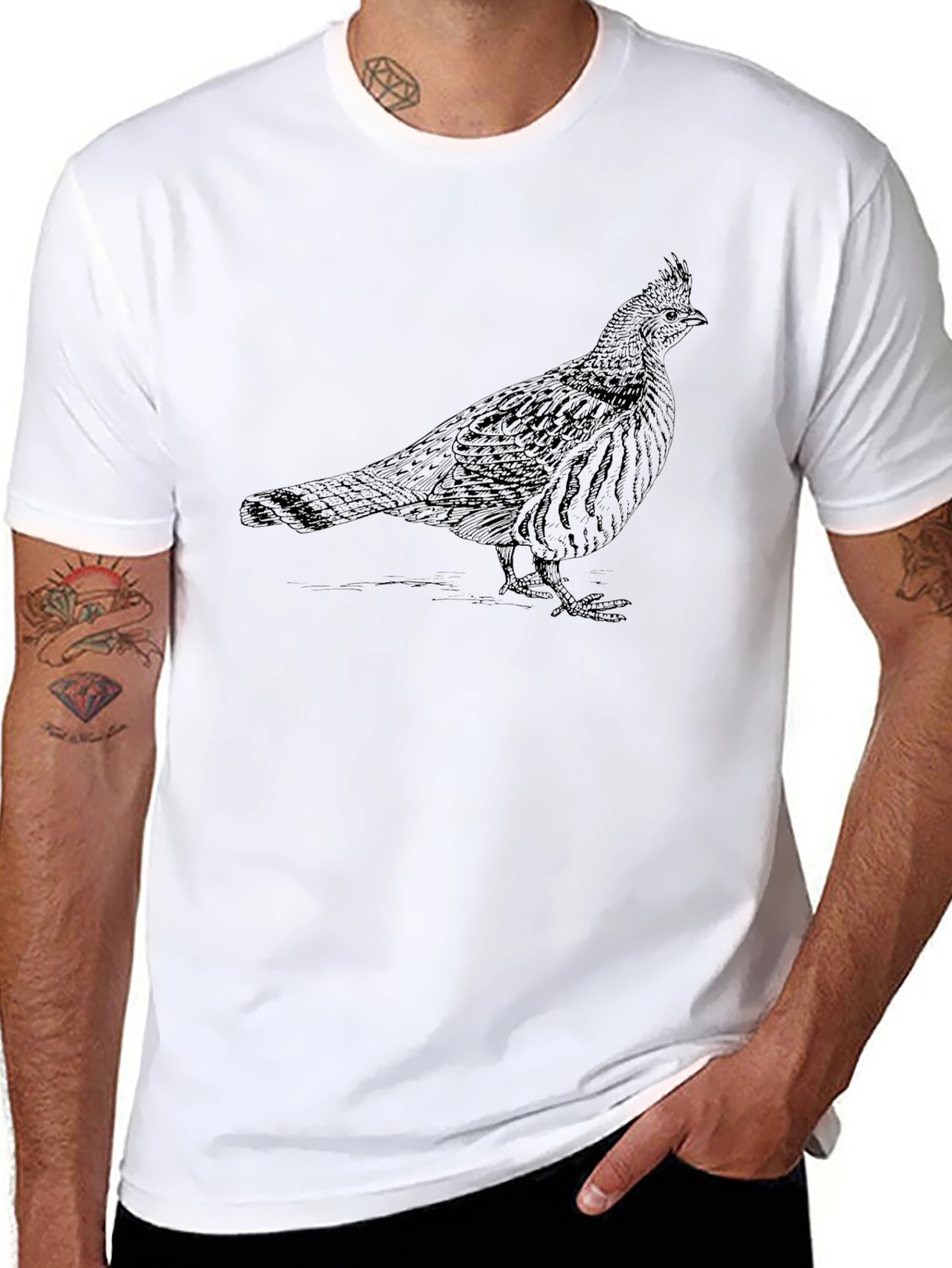 Grouse Graphic Tee - Black Cotton Blend