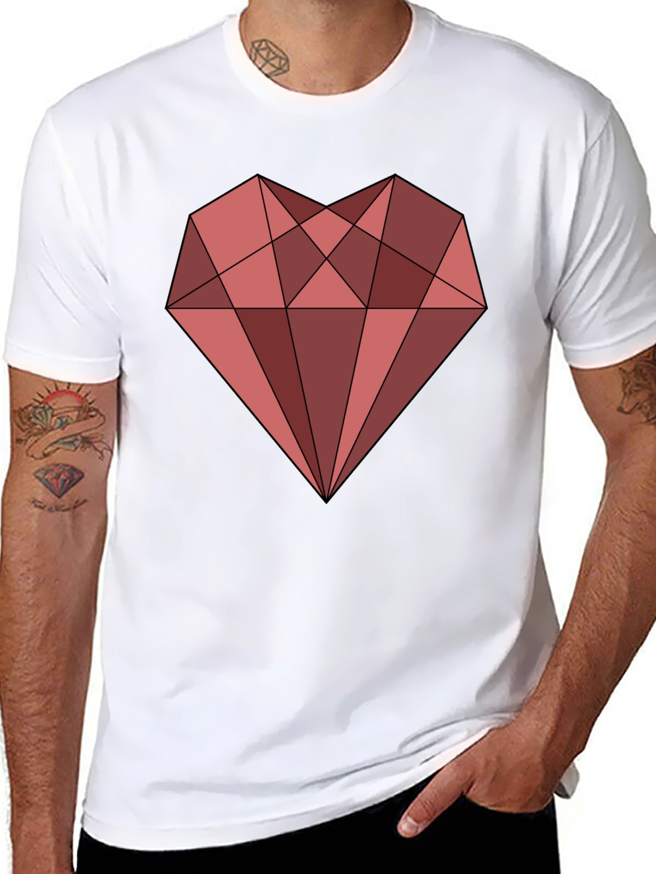 Geometric Heart Graphic Tee - Trendy Streetwear