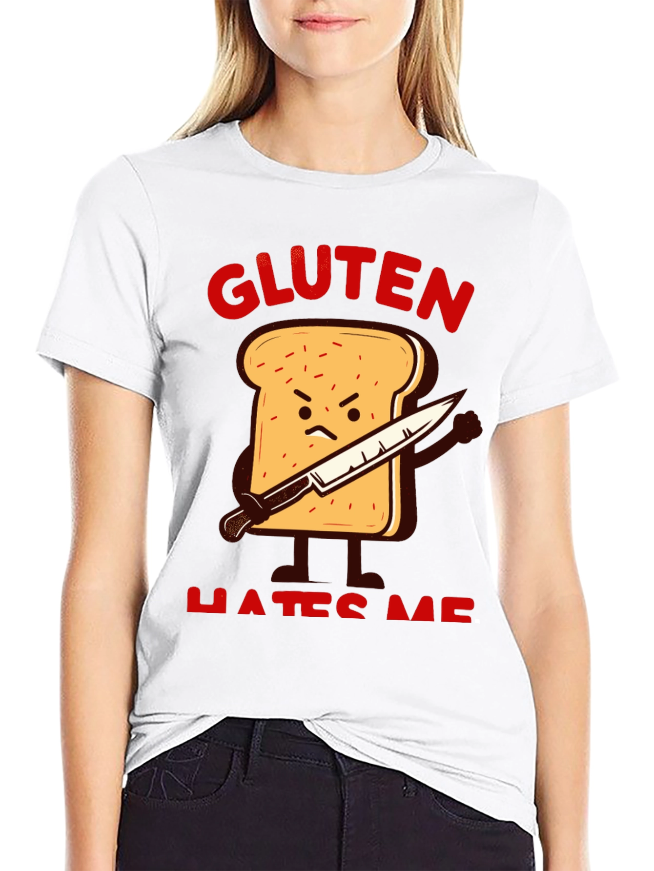 Gluten Hates Me Funny Graphic T-Shirt