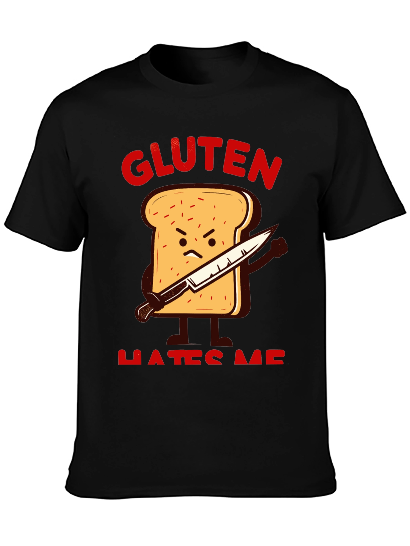 Gluten Hates Me Funny Graphic T-Shirt