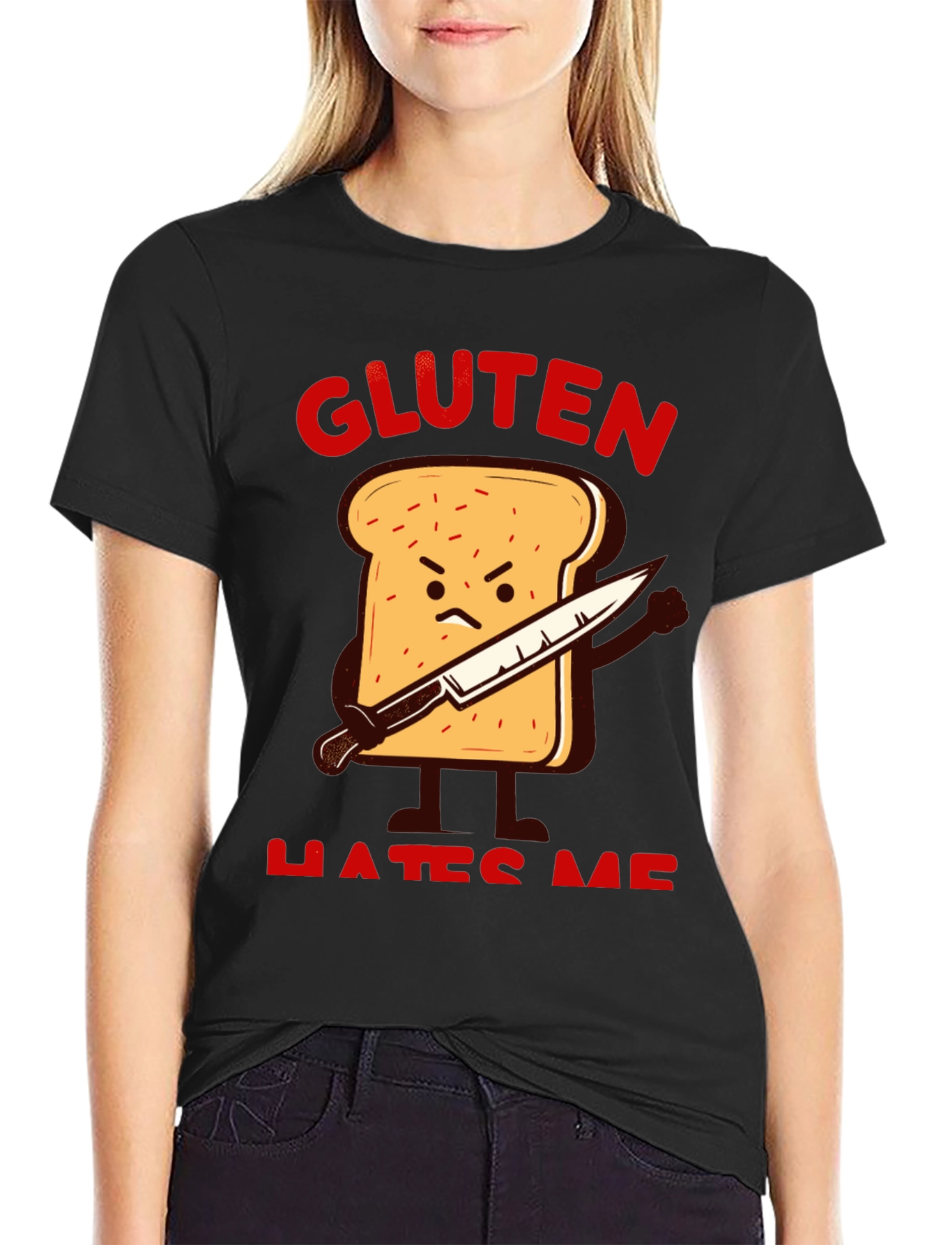 Gluten Hates Me Funny Graphic T-Shirt