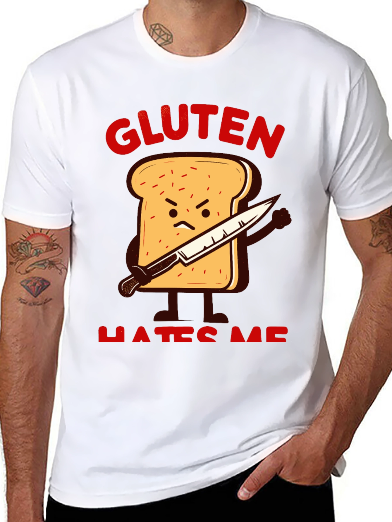 Gluten Hates Me Funny Graphic T-Shirt