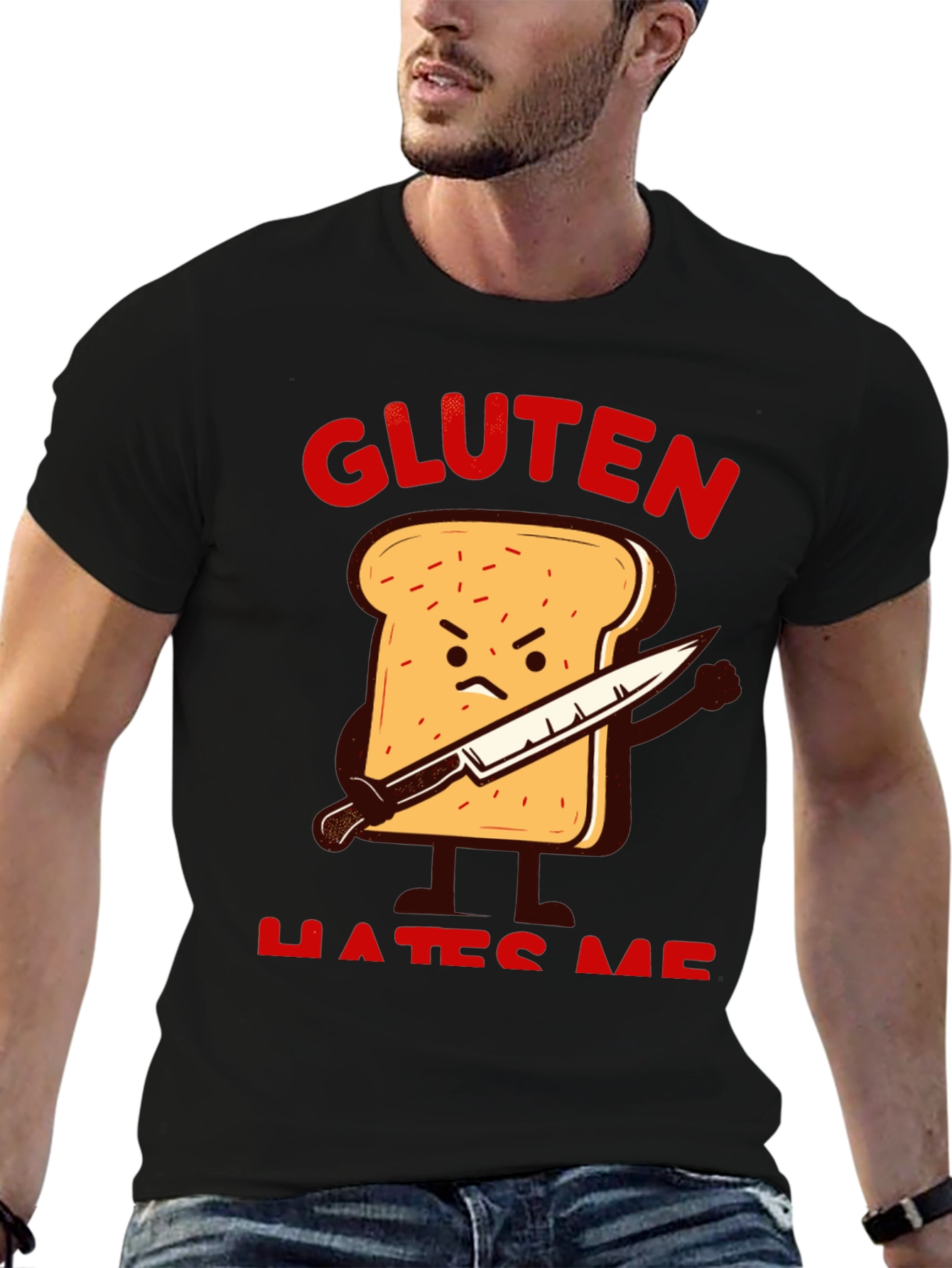 Gluten Hates Me Funny Graphic T-Shirt