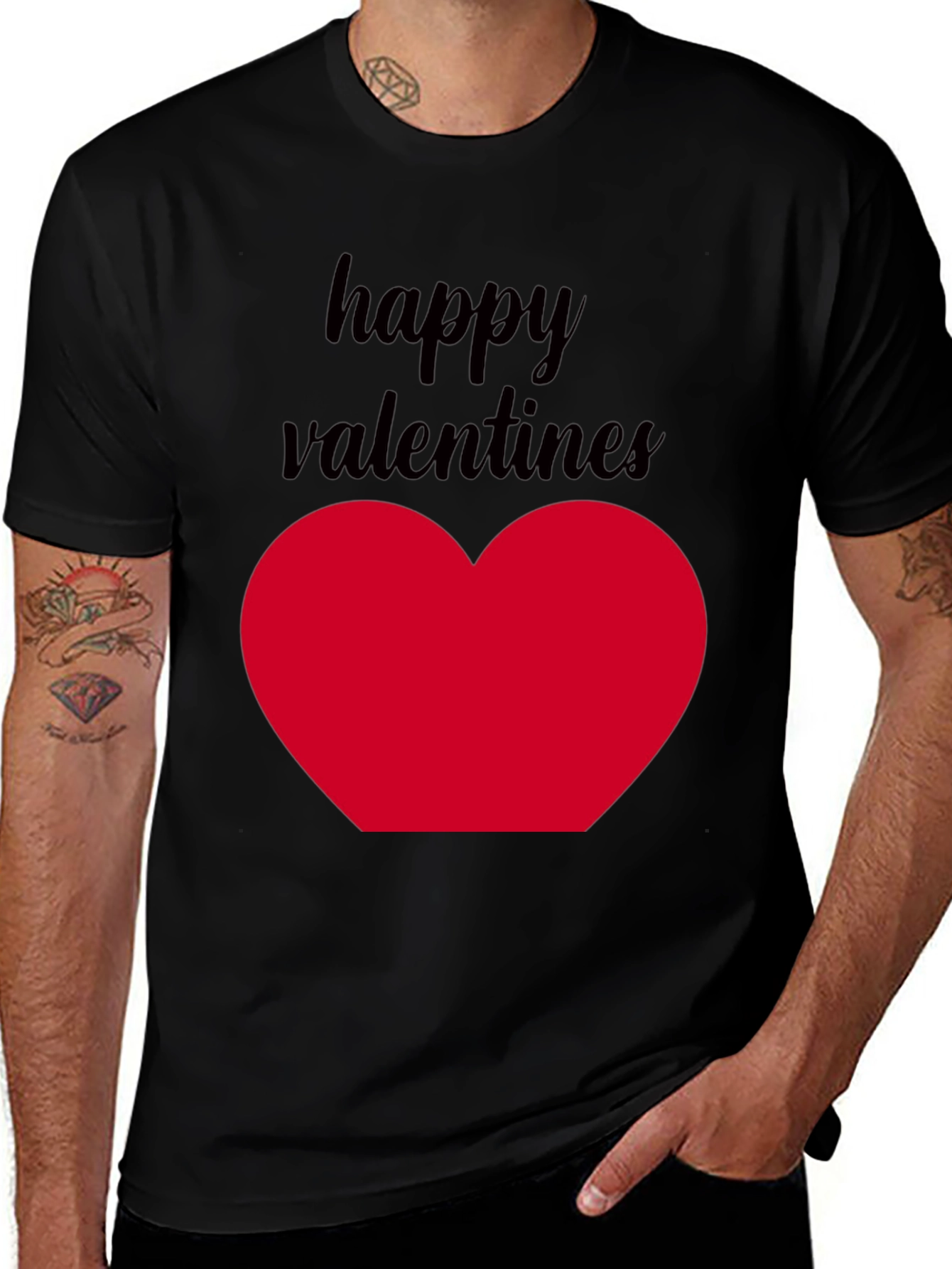 Happy Valentines Heart T-Shirt - Black