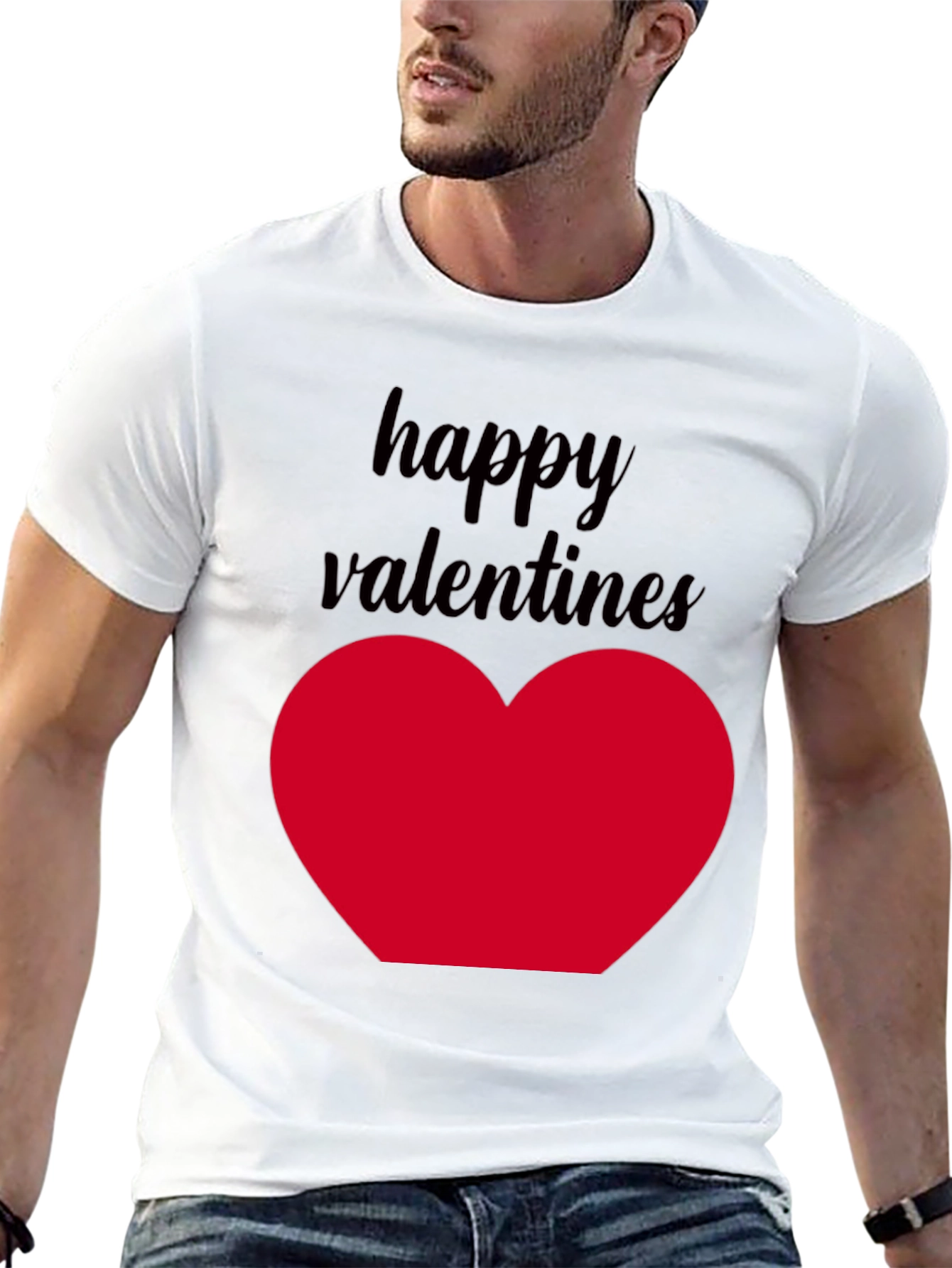 Happy Valentines Heart T-Shirt - Black