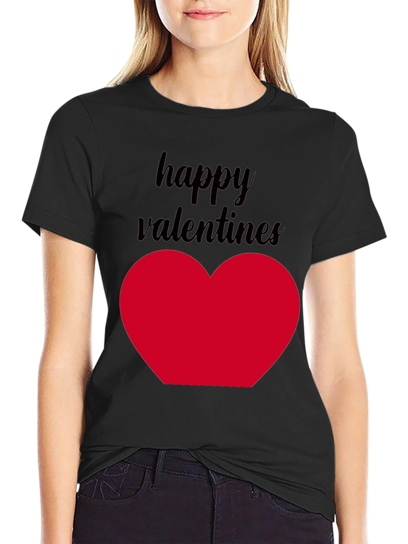 Happy Valentines Heart T-Shirt - Black