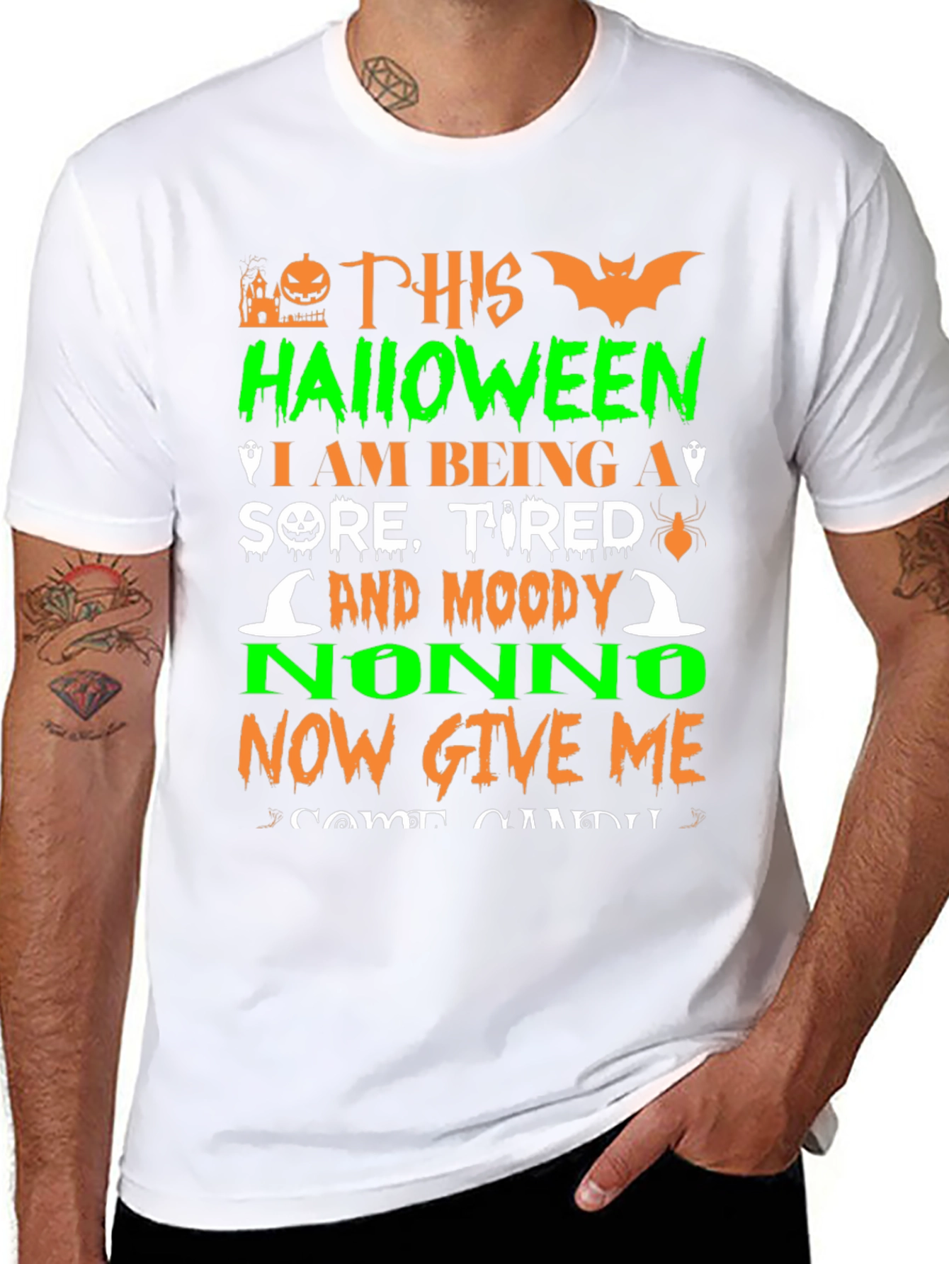 Halloween Nonno T-Shirt: Sore Tired & Moody