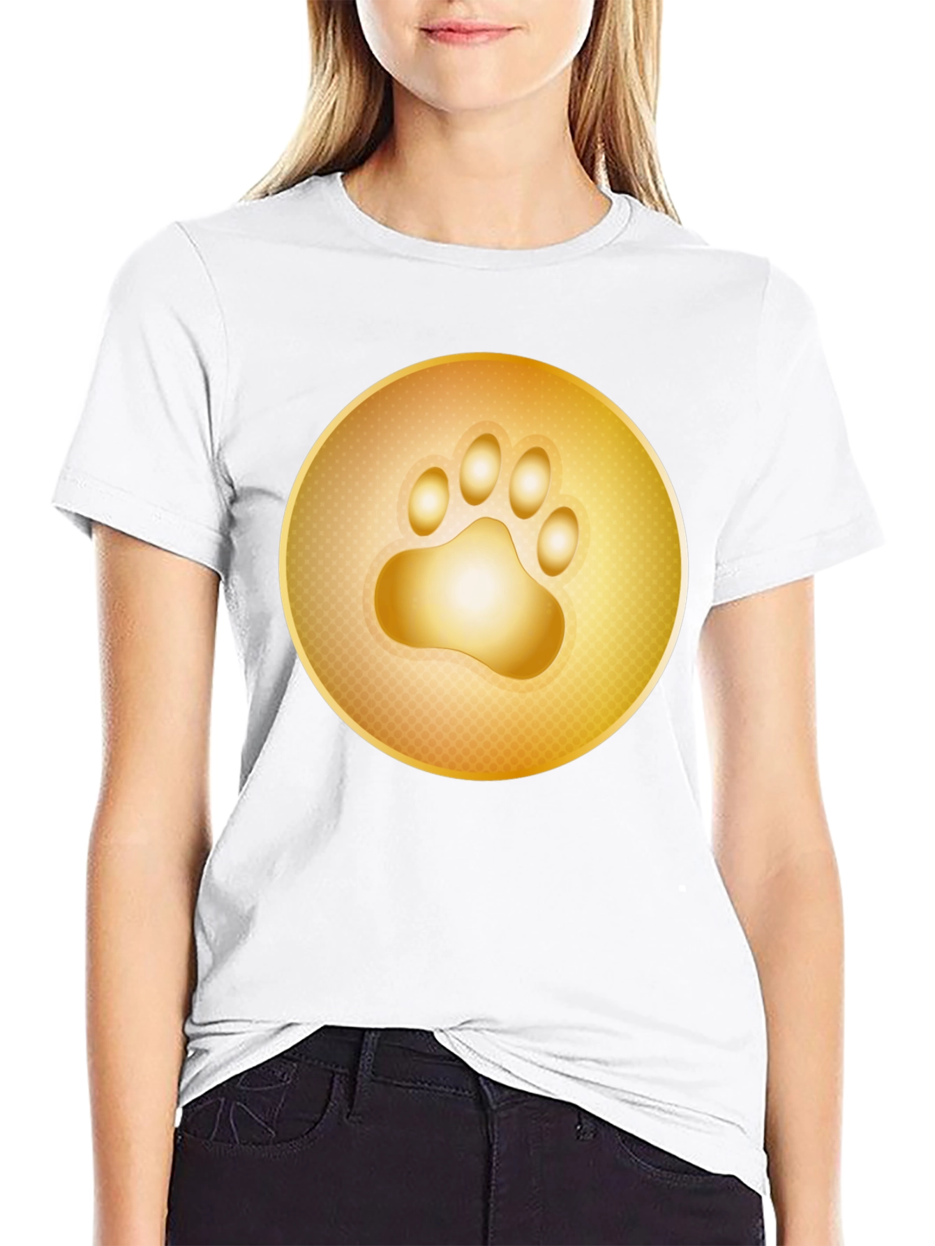 Golden Paw Print T-Shirt - Stylish Animal Lover Tee