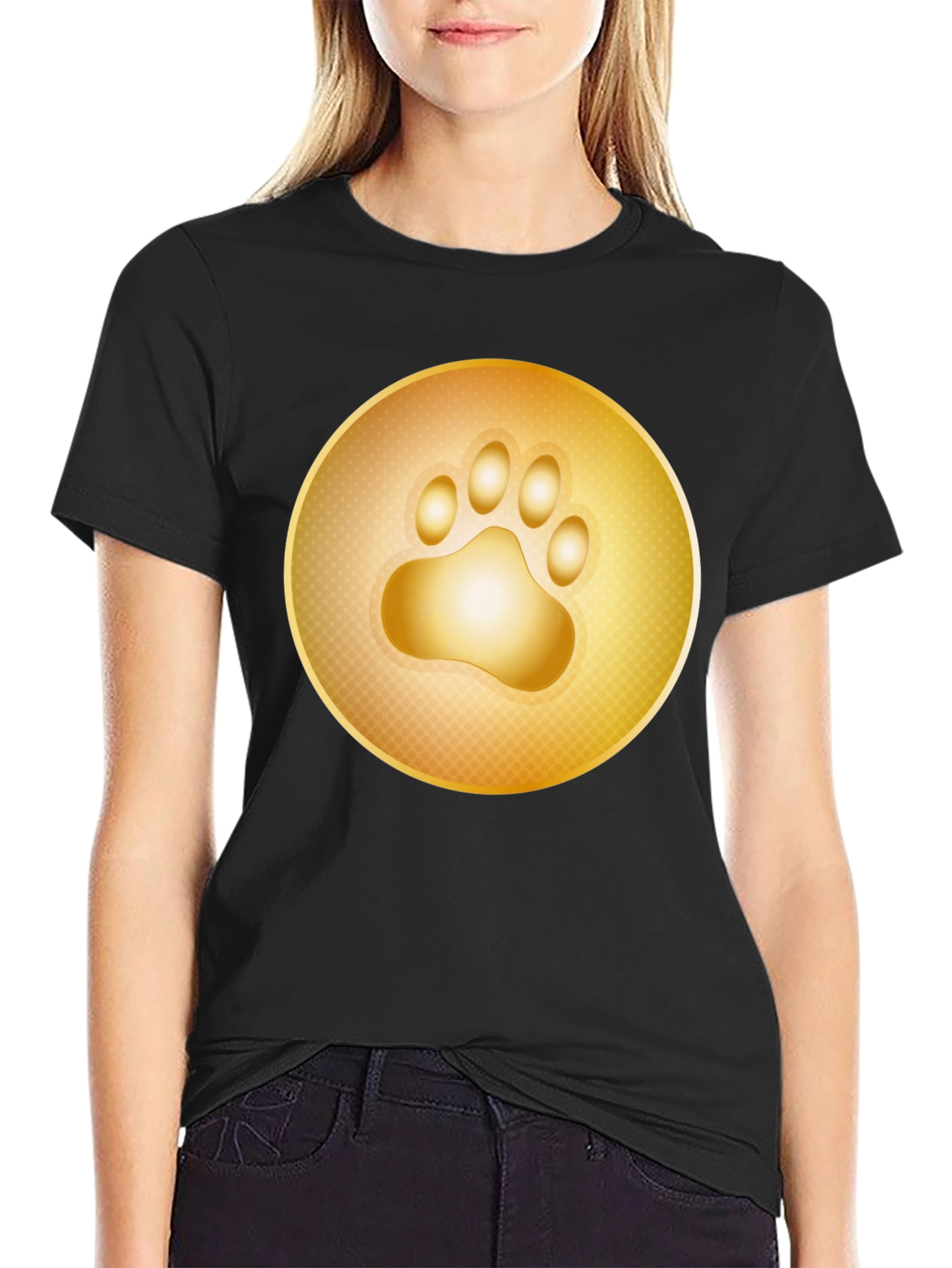 Golden Paw Print T-Shirt - Stylish Animal Lover Tee
