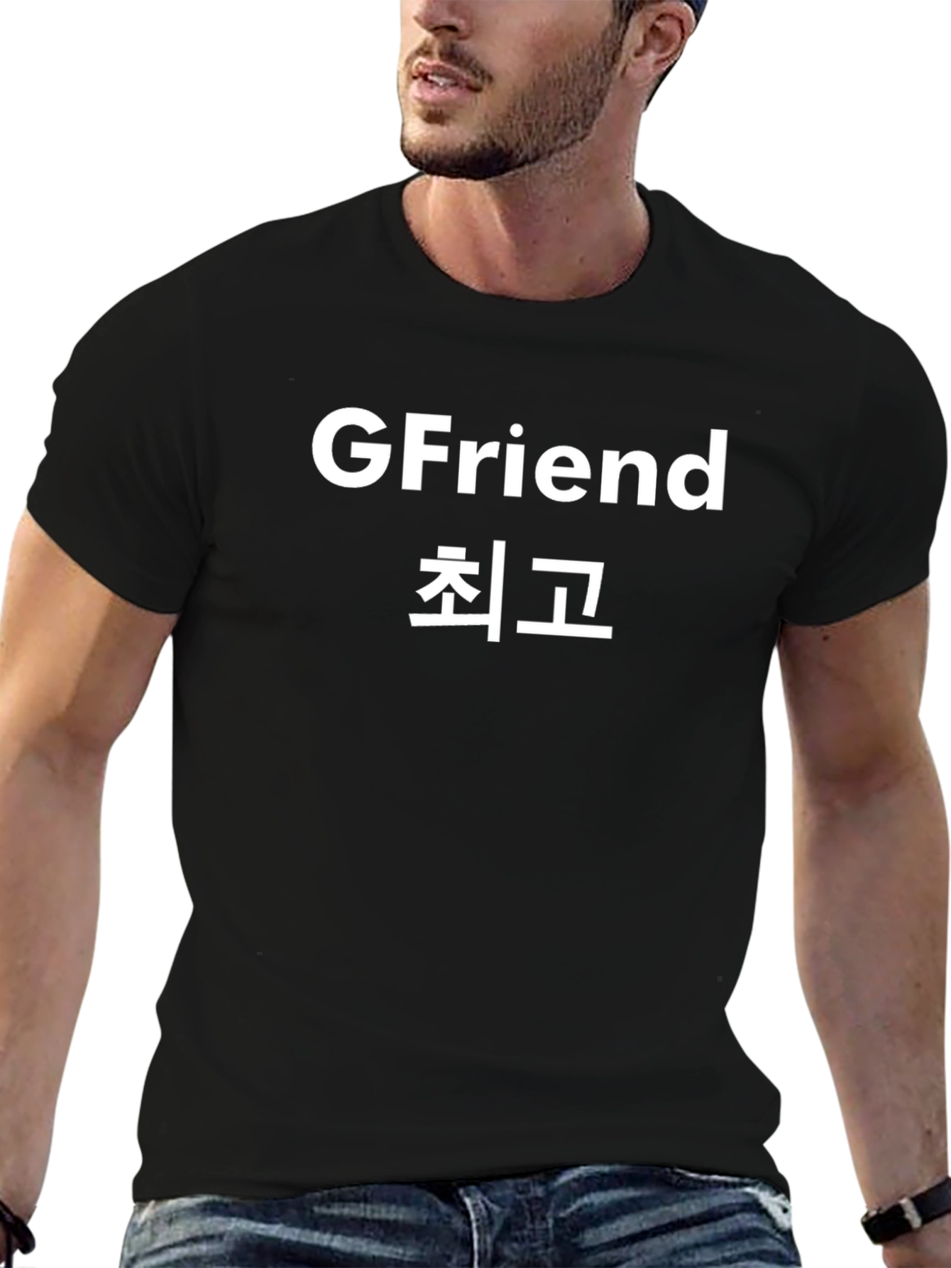 Gfriend Korean Text Graphic Black T-Shirt