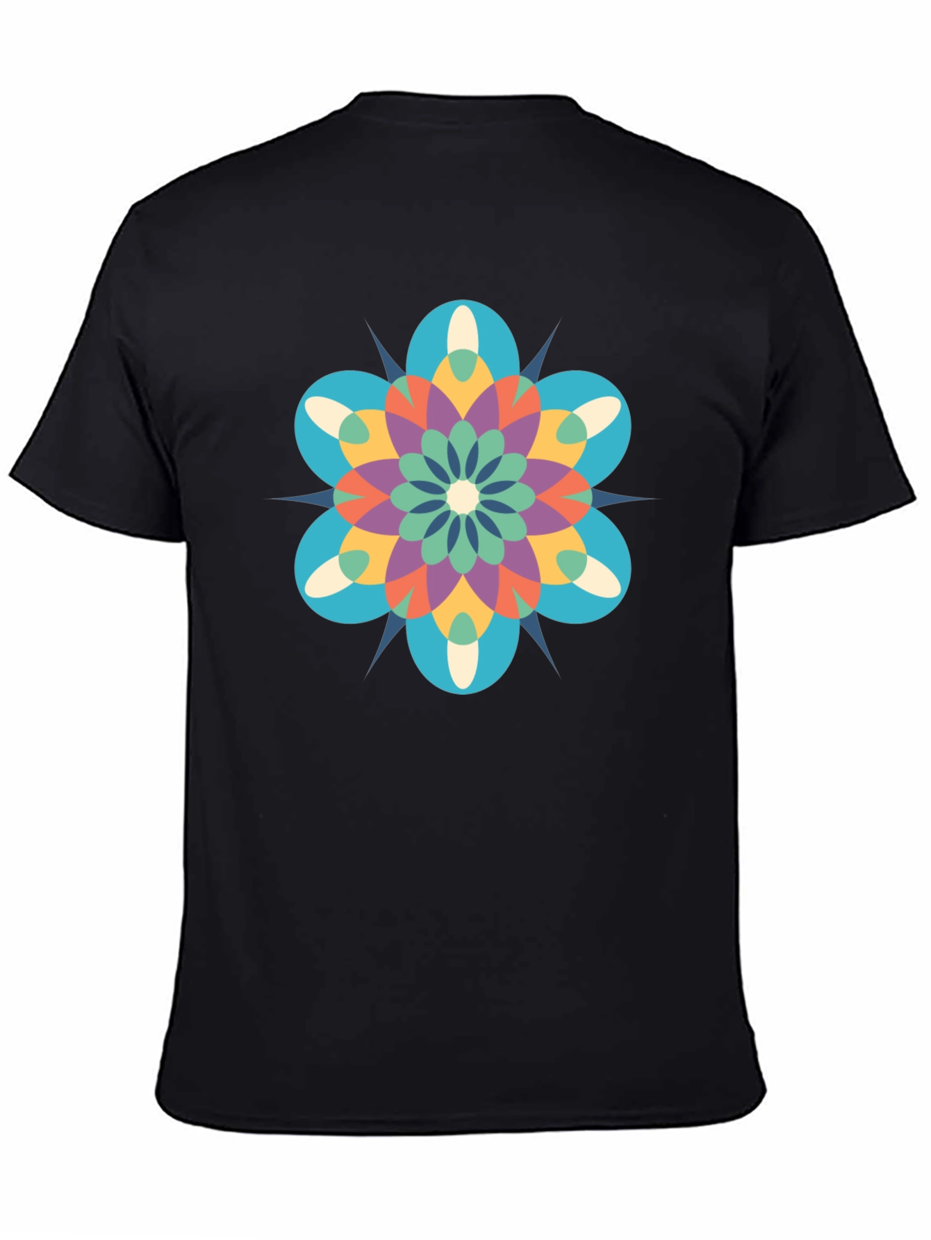 Geometric Mandala Graphic Black T-Shirt