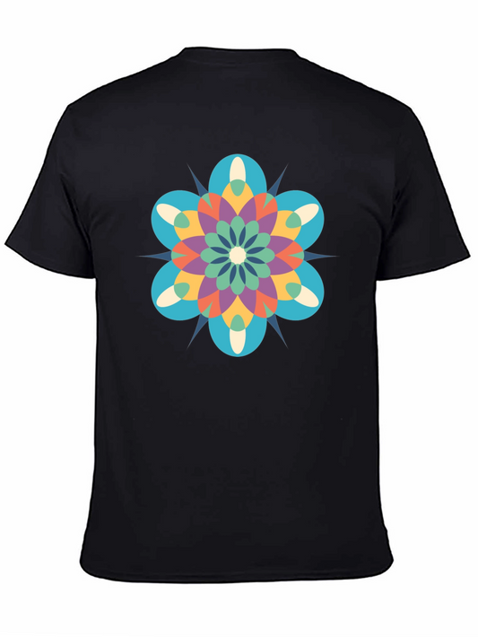 Geometric Mandala Graphic Black T-Shirt