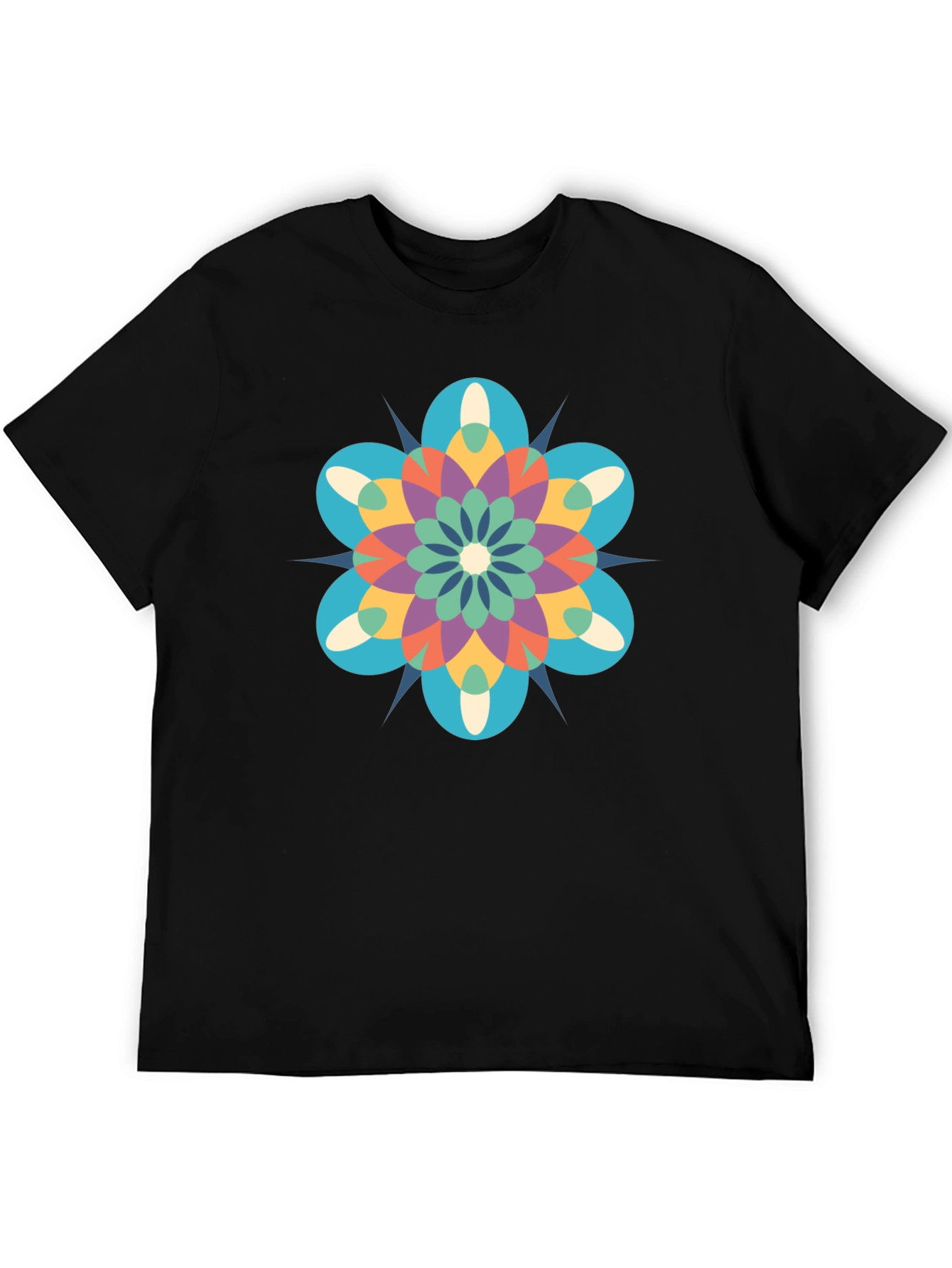Geometric Mandala Graphic Black T-Shirt