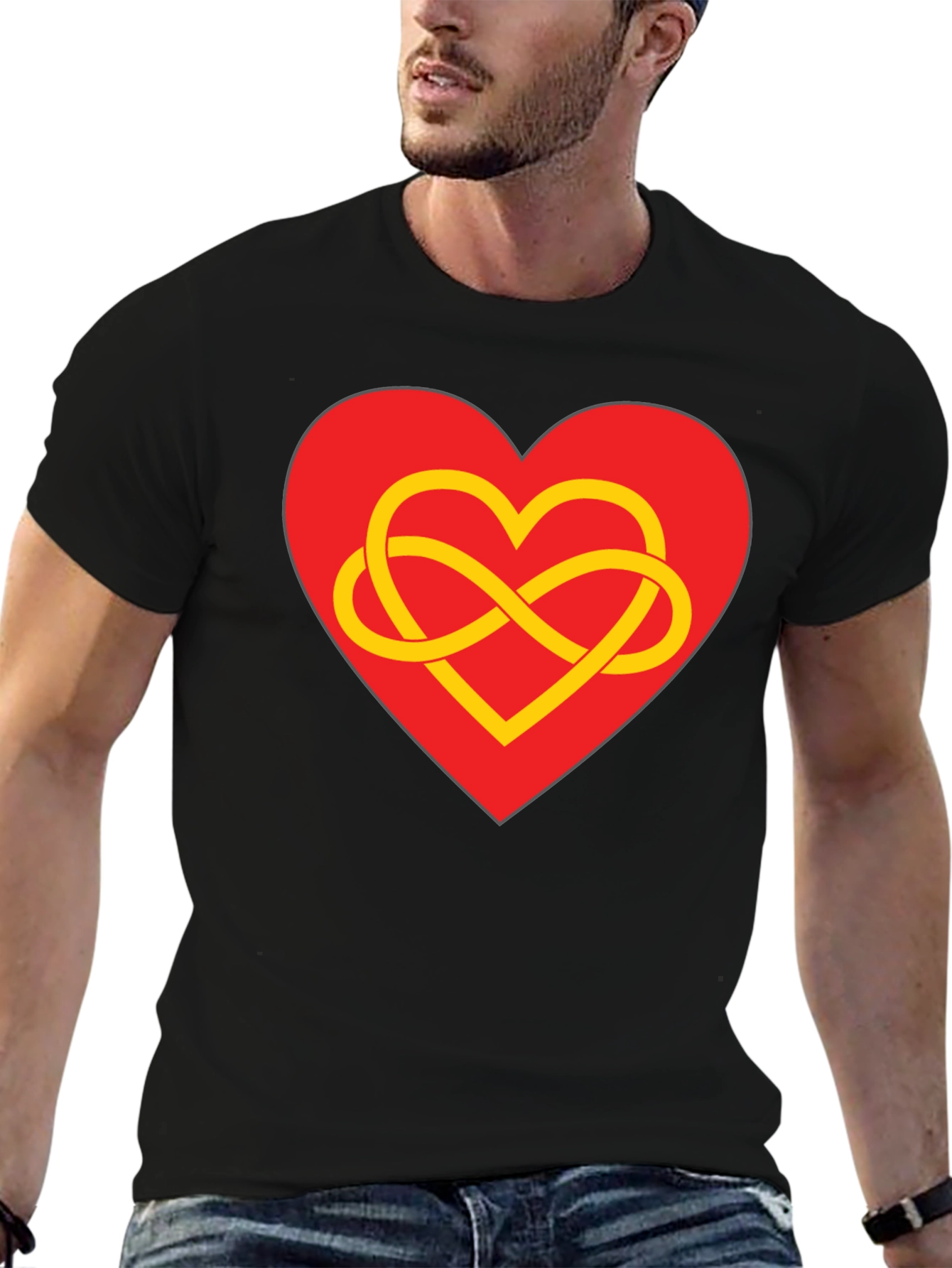 Heart Infinity Symbol Graphic Tee - Stylish Black T-Shirt