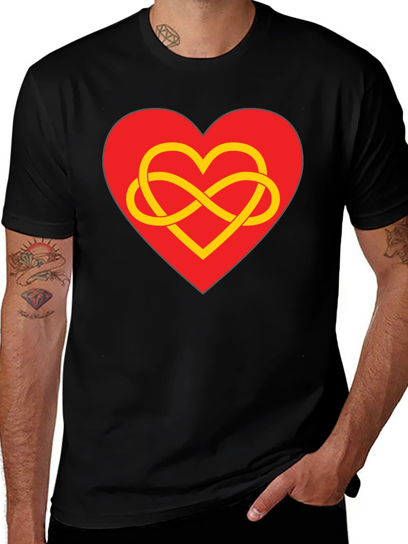 Heart Infinity Symbol Graphic Tee - Stylish Black T-Shirt
