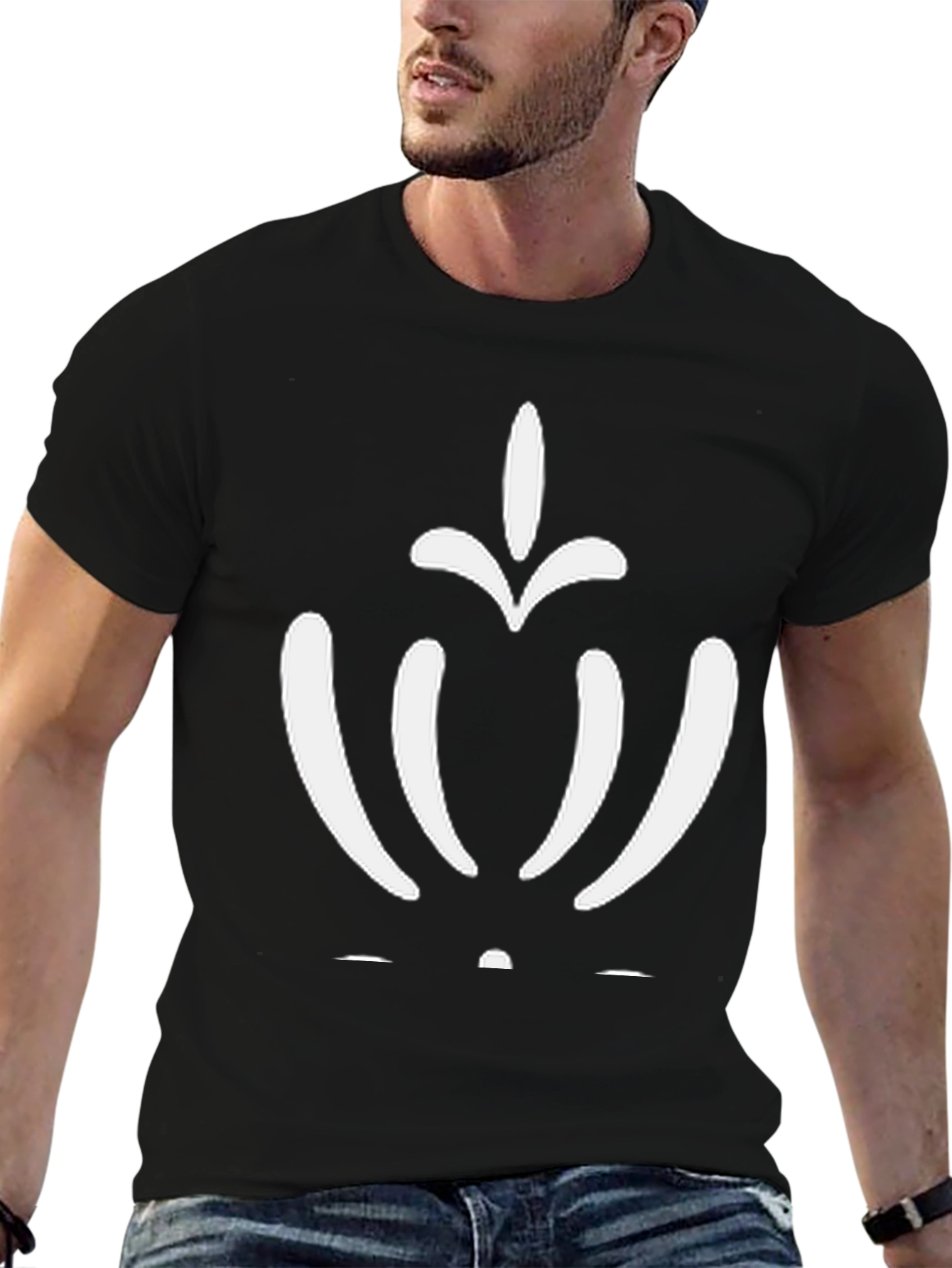 Abstract Graphic Tee - Black Cotton Blend Casual Wear