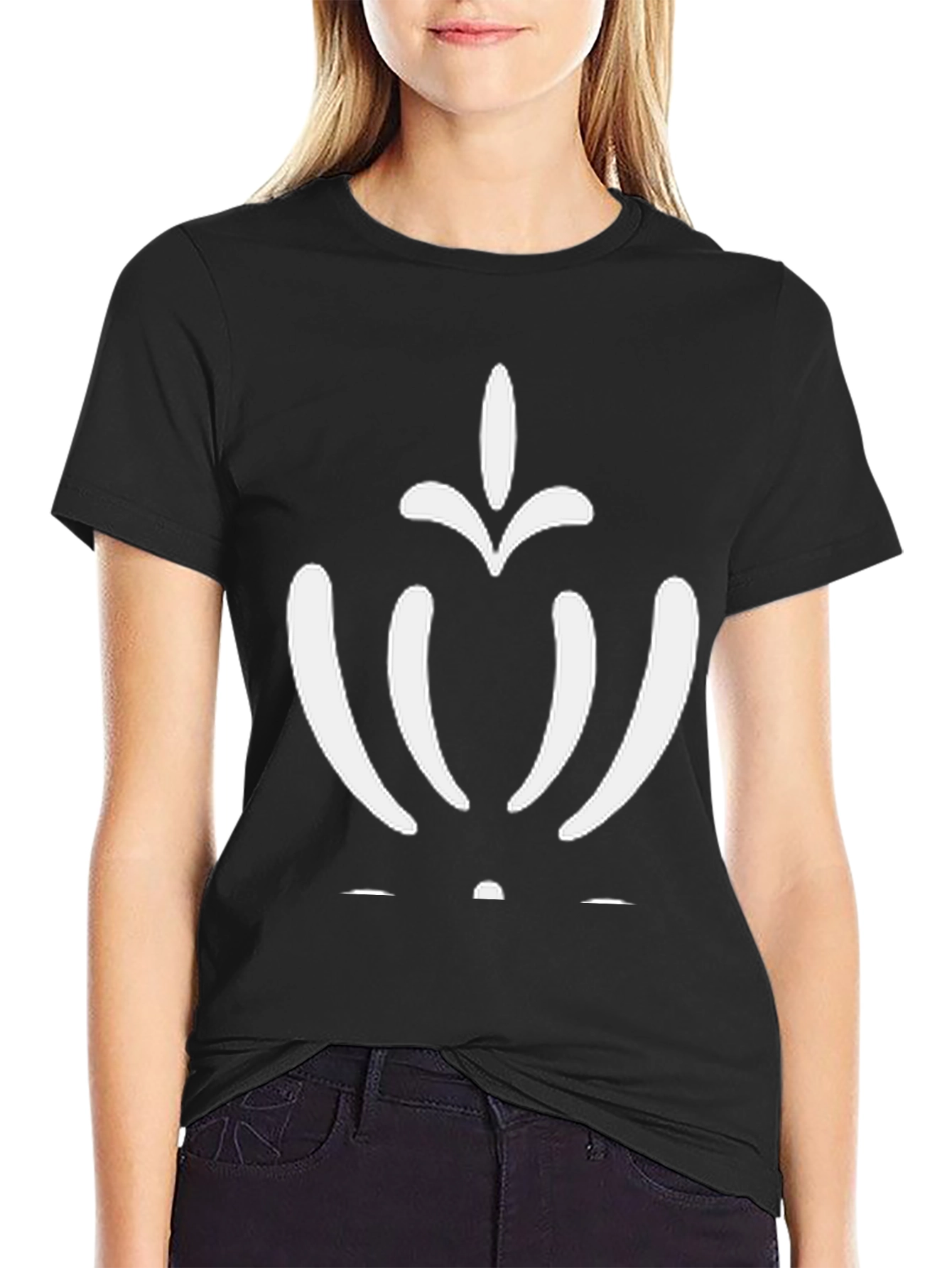 Abstract Graphic Tee - Black Cotton Blend Casual Wear