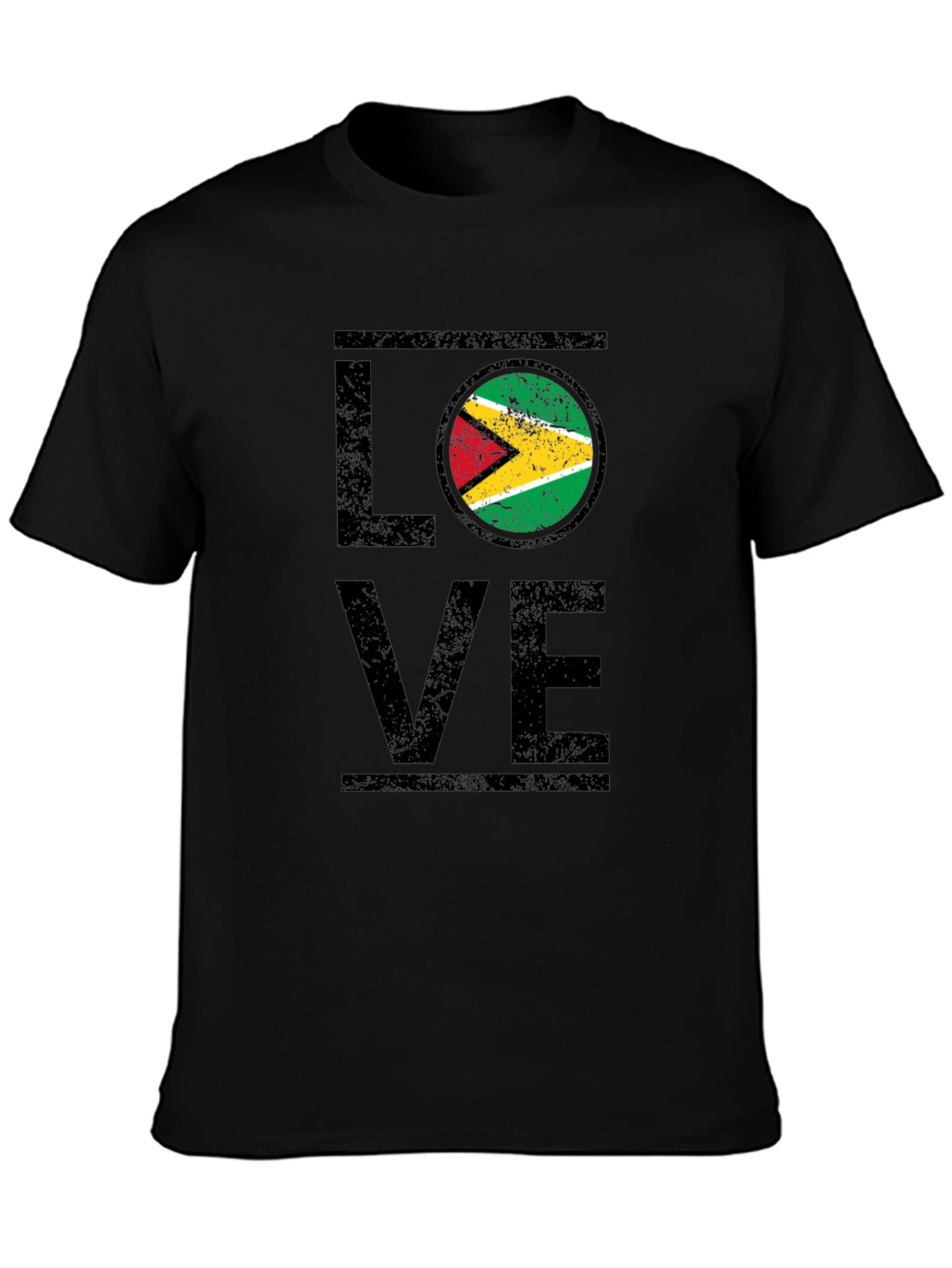 Guyana Flag Love T-Shirt - Black Graphic Tee