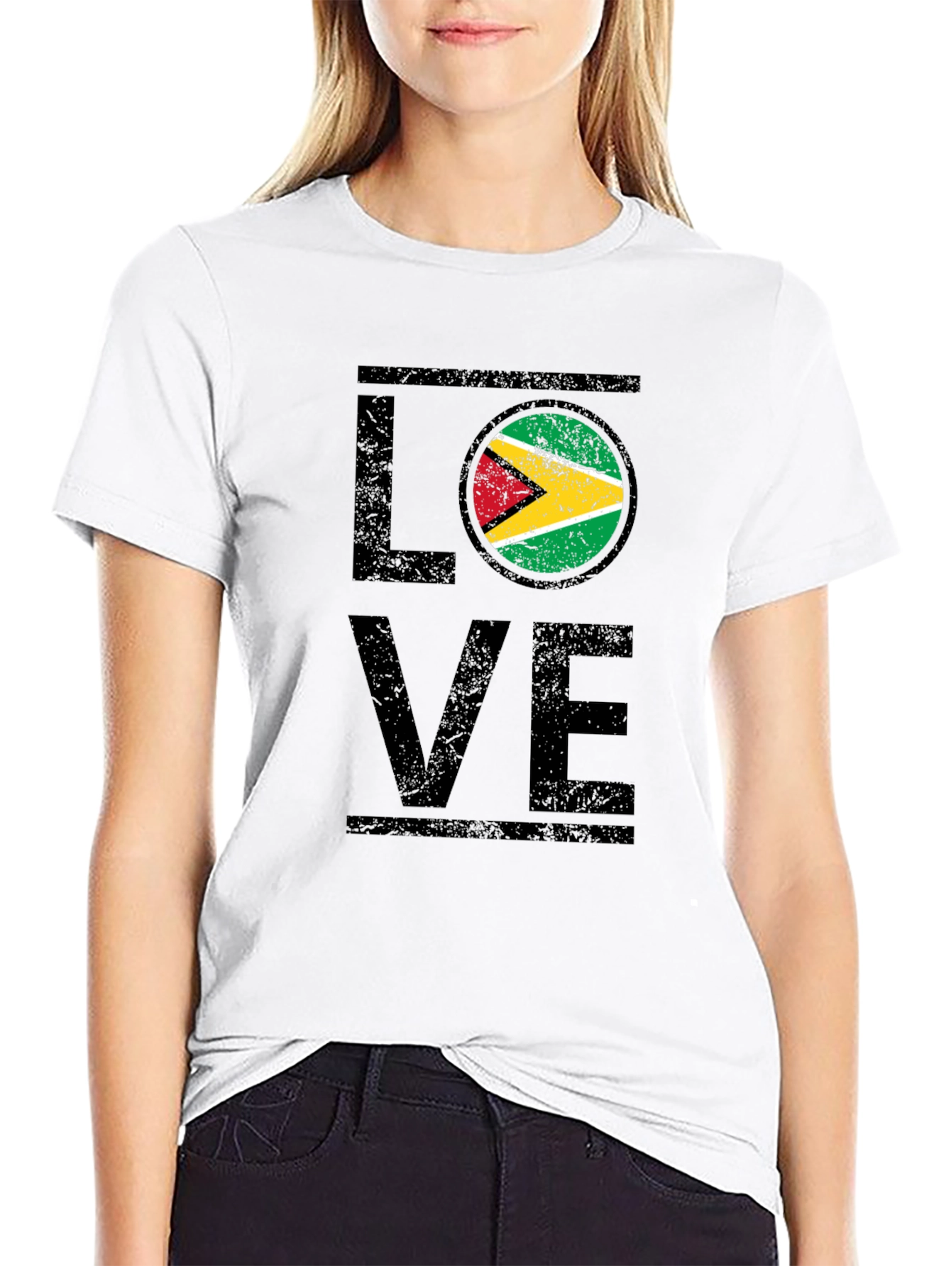 Guyana Flag Love T-Shirt - Black Graphic Tee