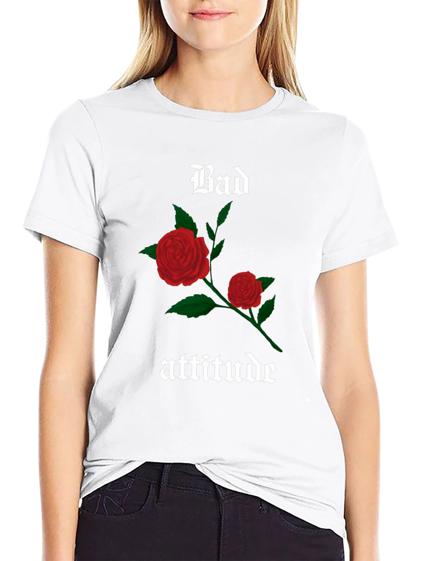 Bad Attitude Rose Graphic Tee - Black