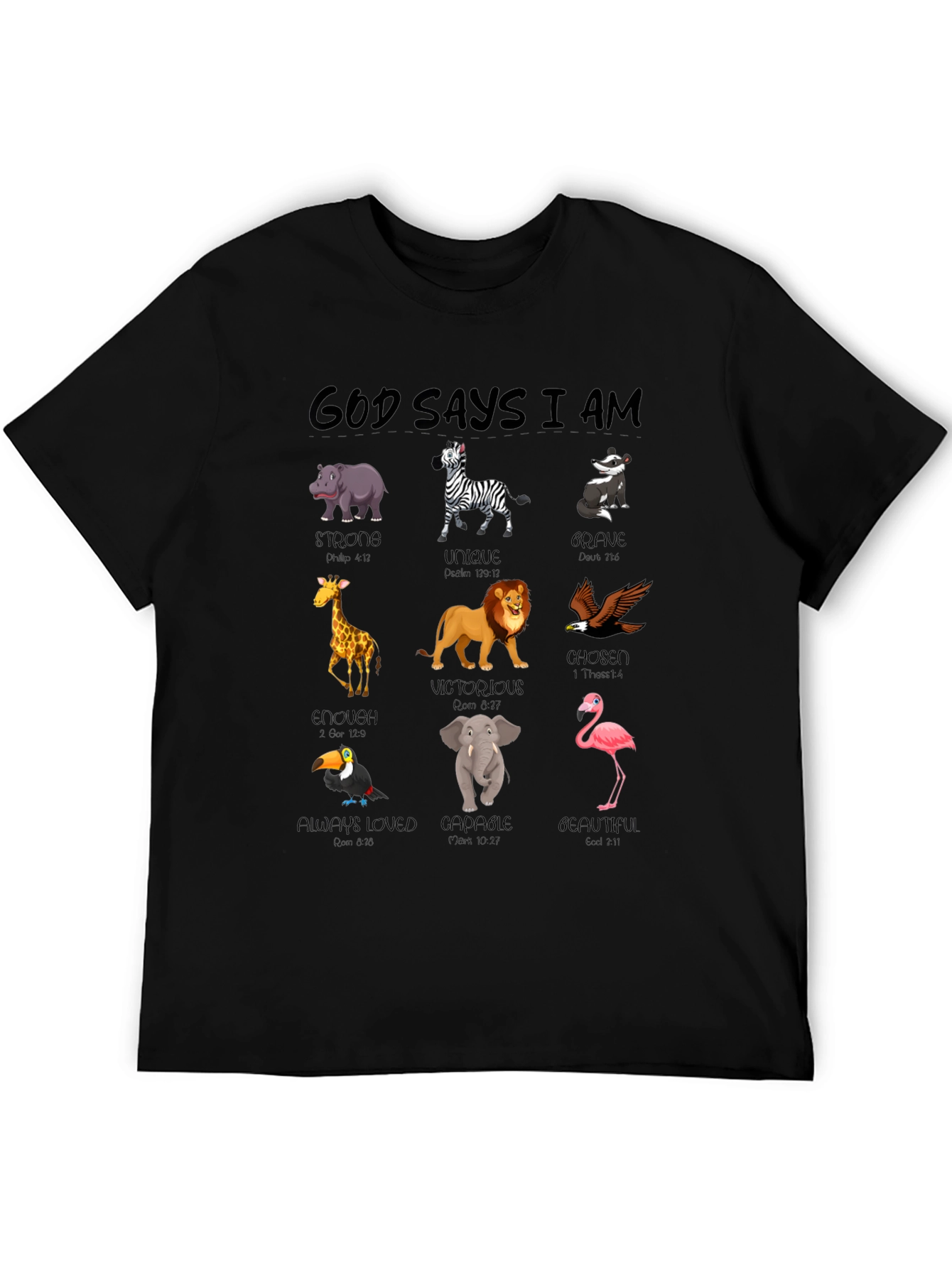 God Says I Am Animals Black T-Shirt