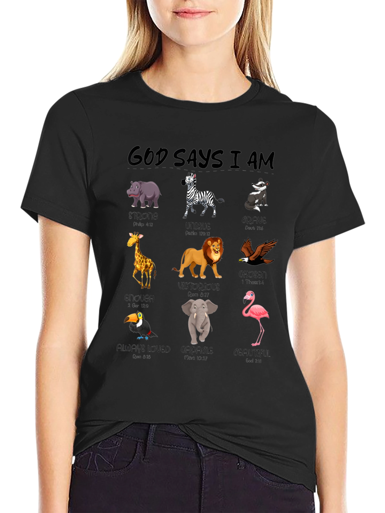 God Says I Am Animals Black T-Shirt