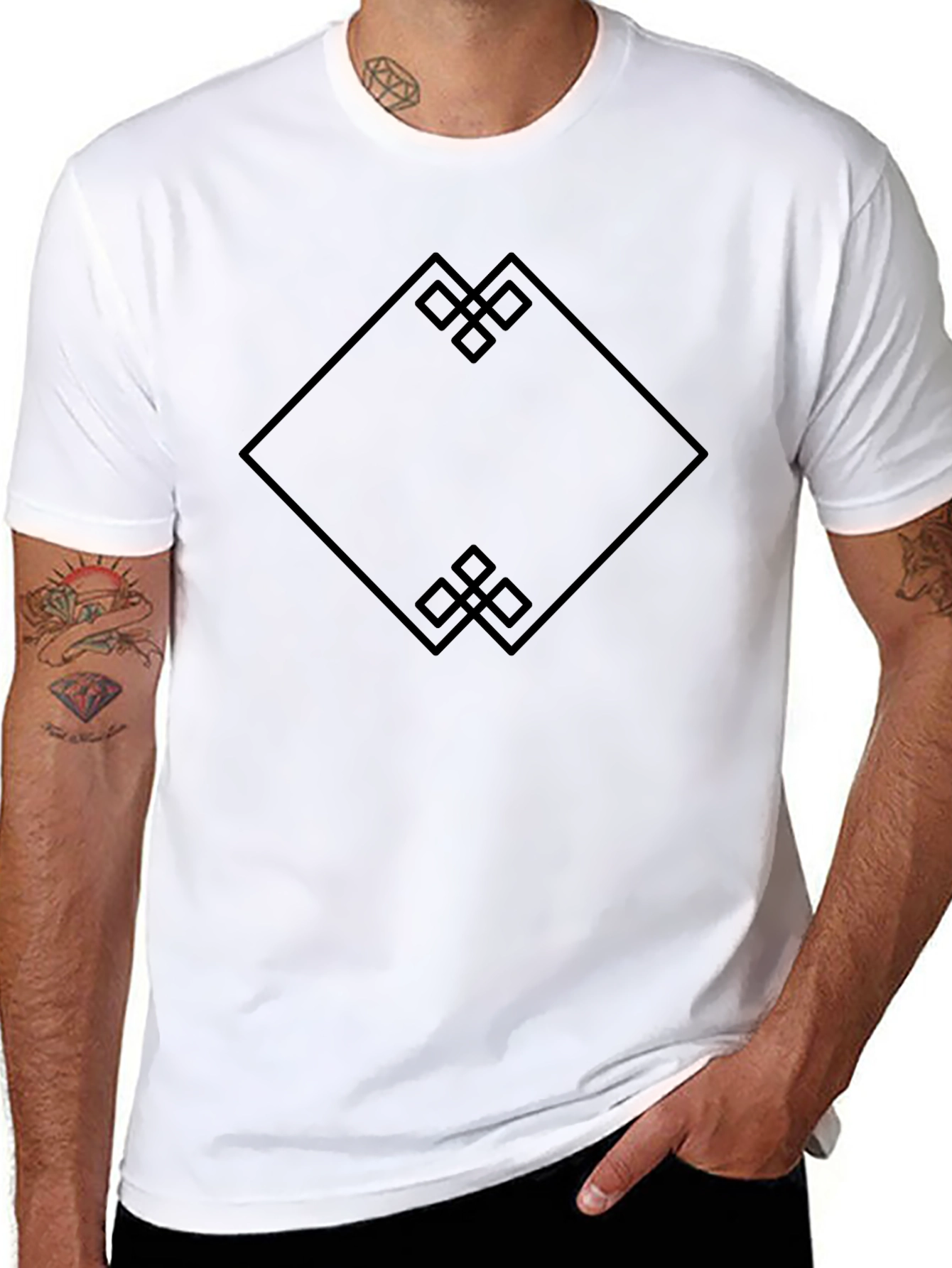 Geometric Diamond Graphic Tee - Stylish Black T-Shirt