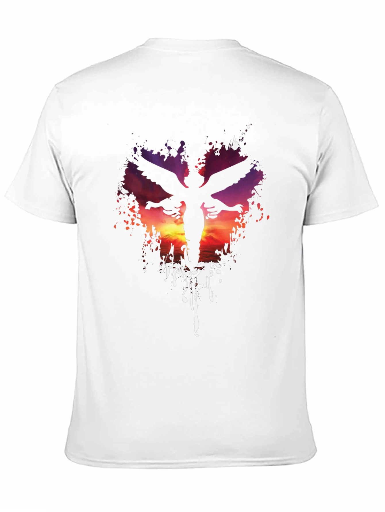 Angel Silhouette Graphic Print Black T-Shirt