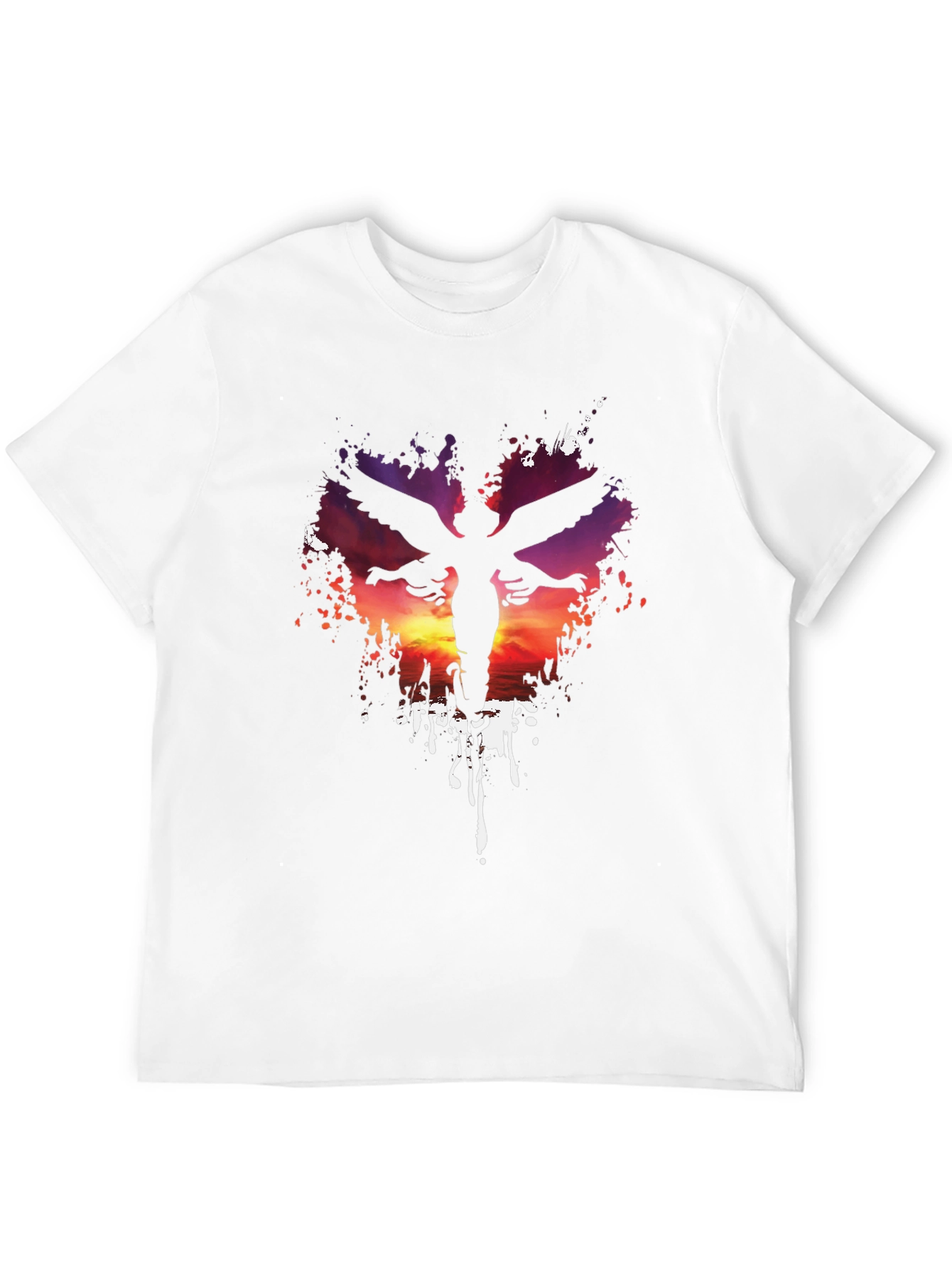 Angel Silhouette Graphic Print Black T-Shirt
