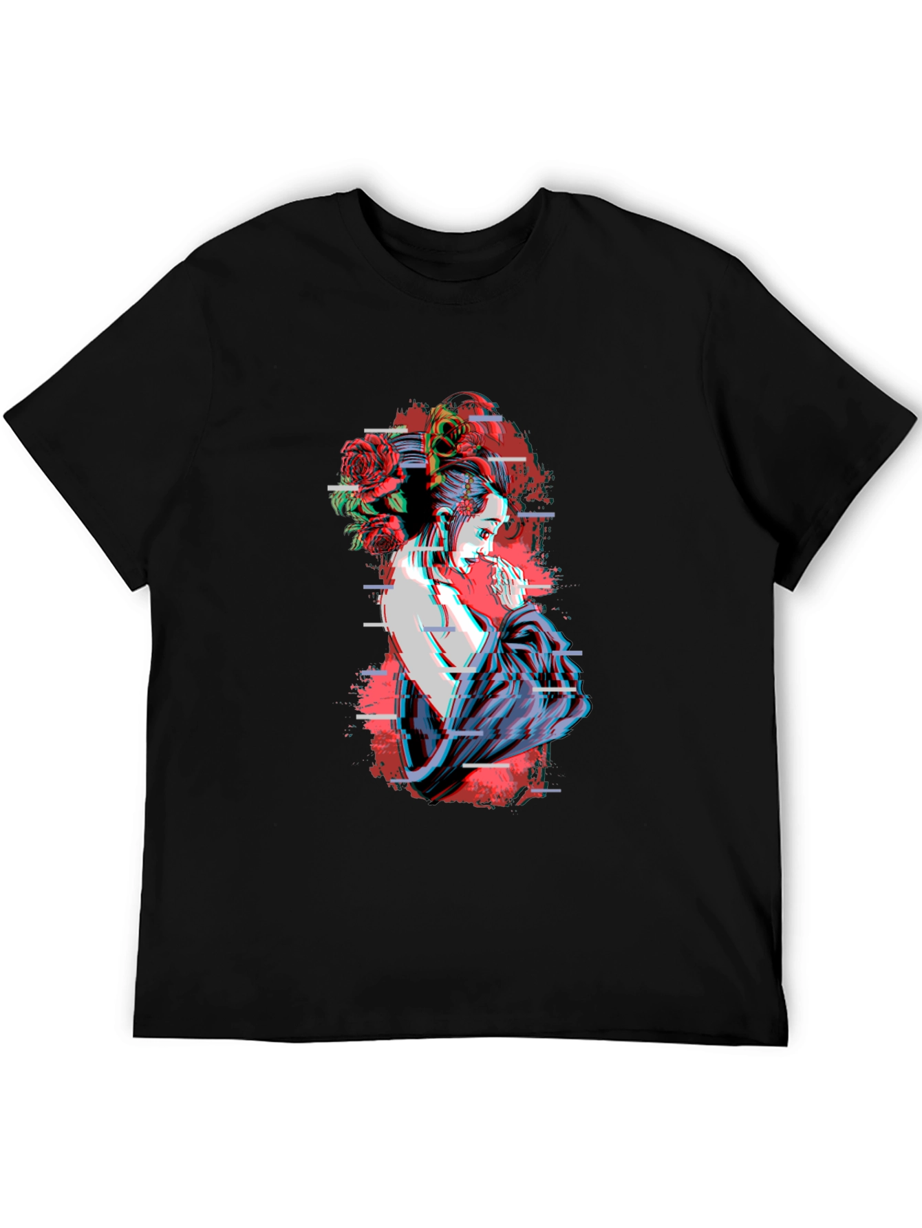 Geisha Glitch T-Shirt - Unique Graphic Tee
