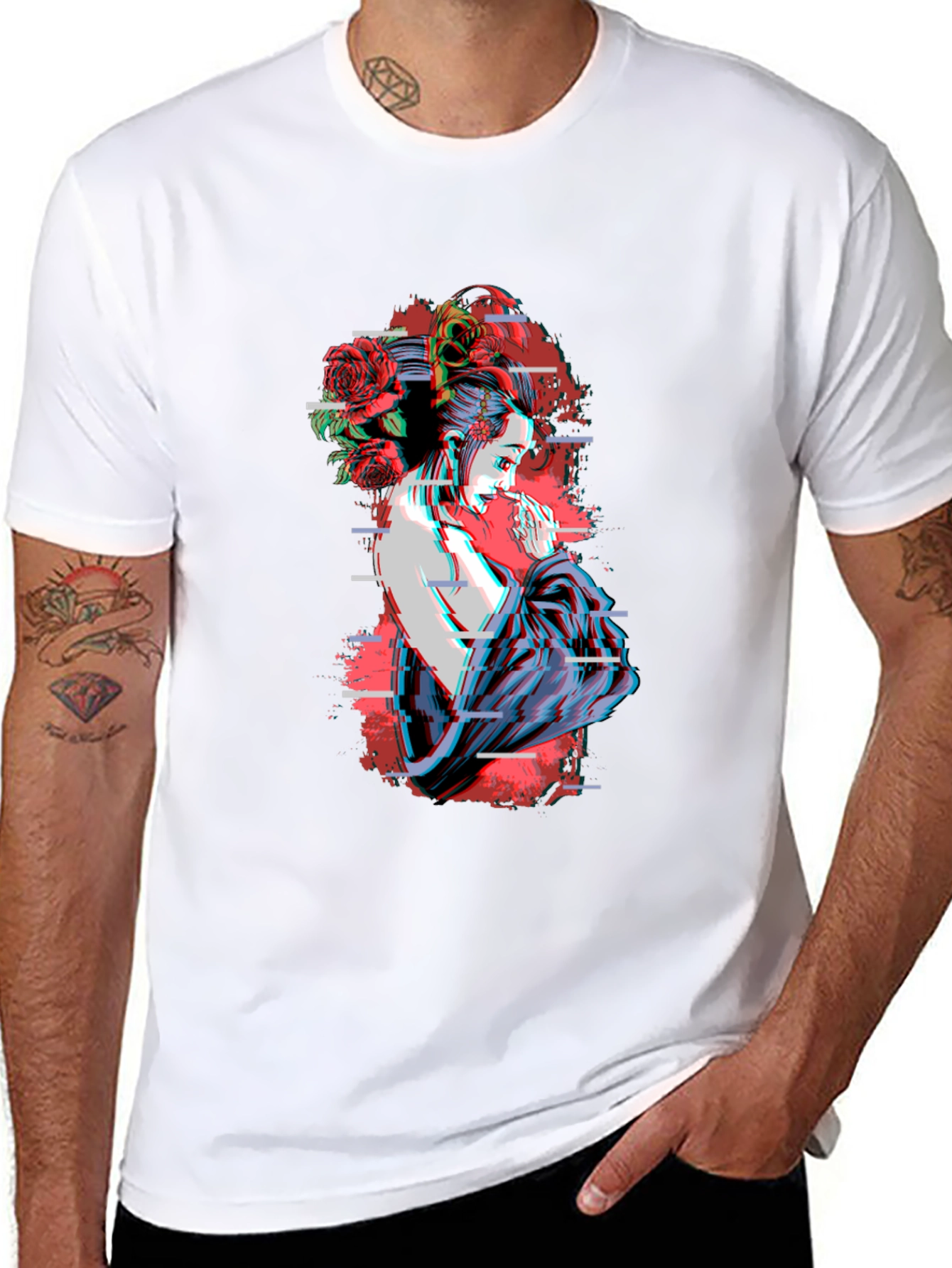 Geisha Glitch T-Shirt - Unique Graphic Tee