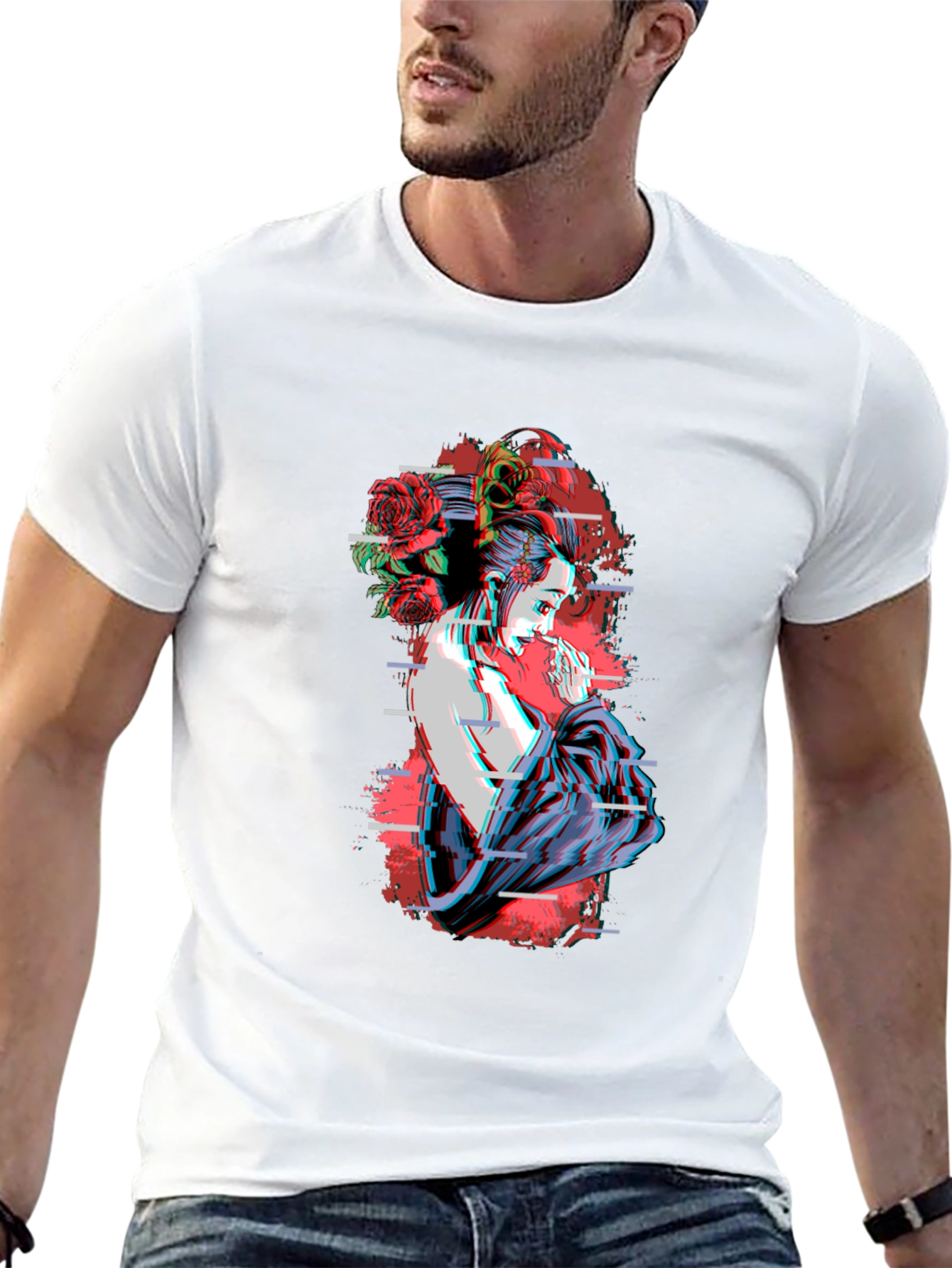 Geisha Glitch T-Shirt - Unique Graphic Tee